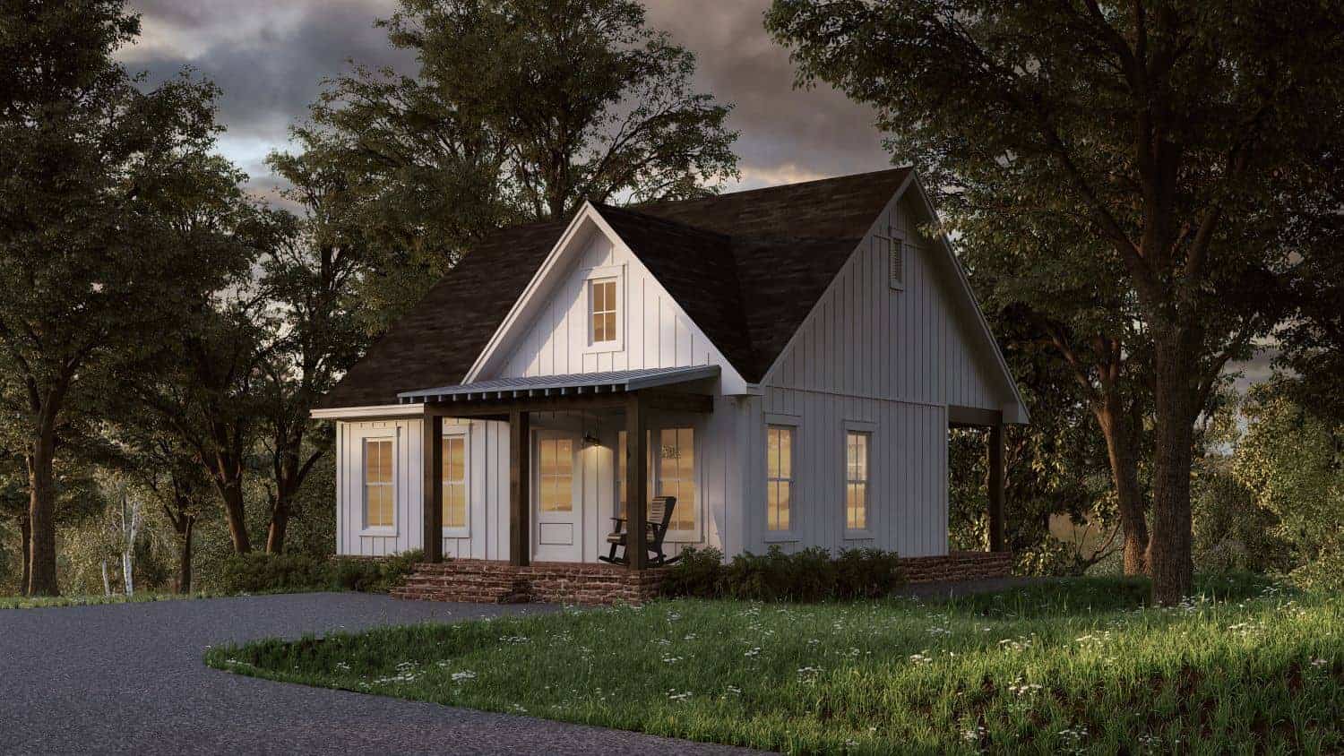 Home Plan Rear Elevation of this 1-Bedroom,780 Sq Ft Plan -142-1429