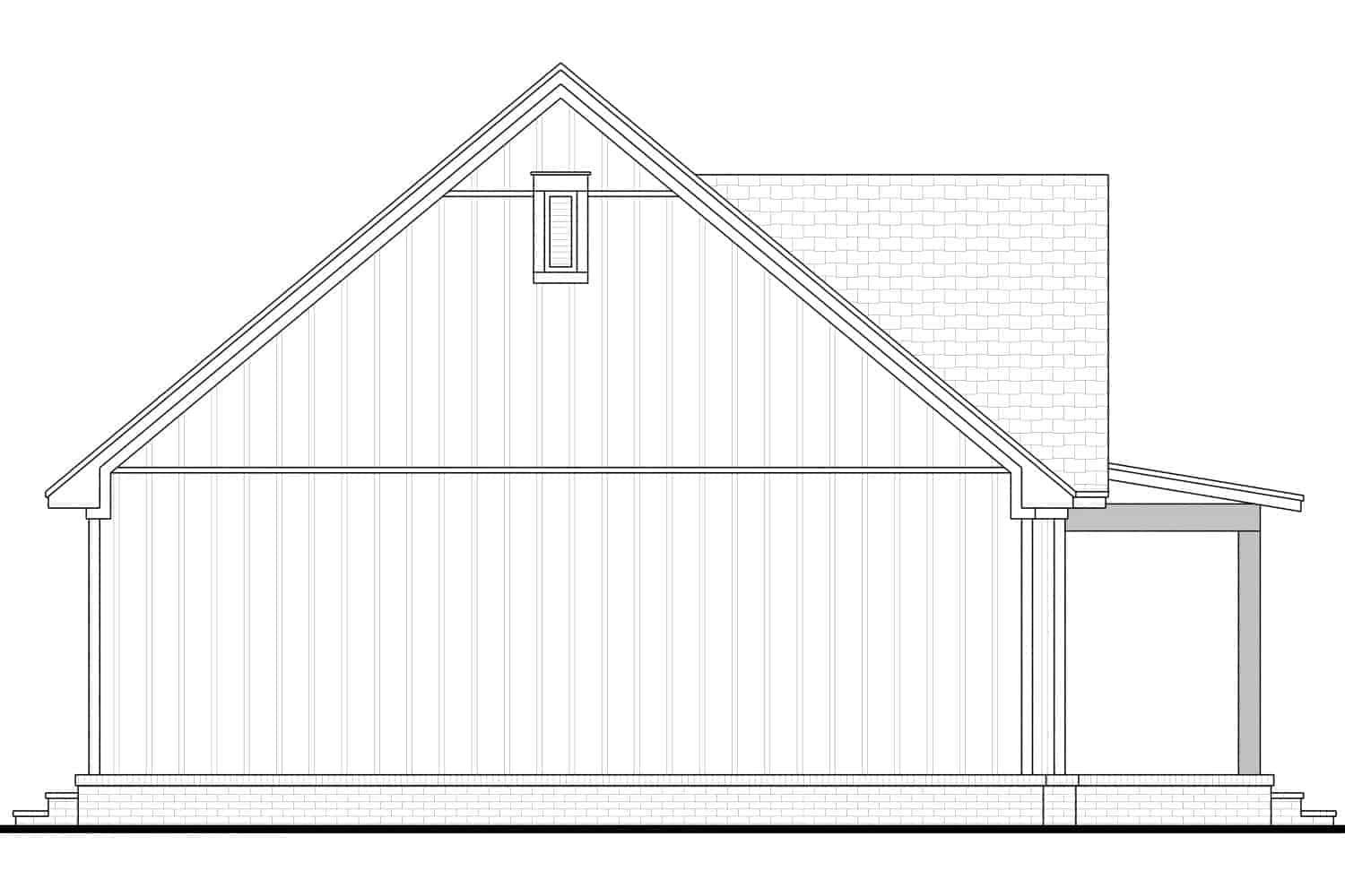 Home Plan Left Elevation of this 1-Bedroom,780 Sq Ft Plan -142-1429
