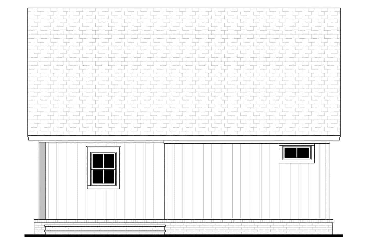 Home Plan Rear Elevation of this 1-Bedroom,780 Sq Ft Plan -142-1429