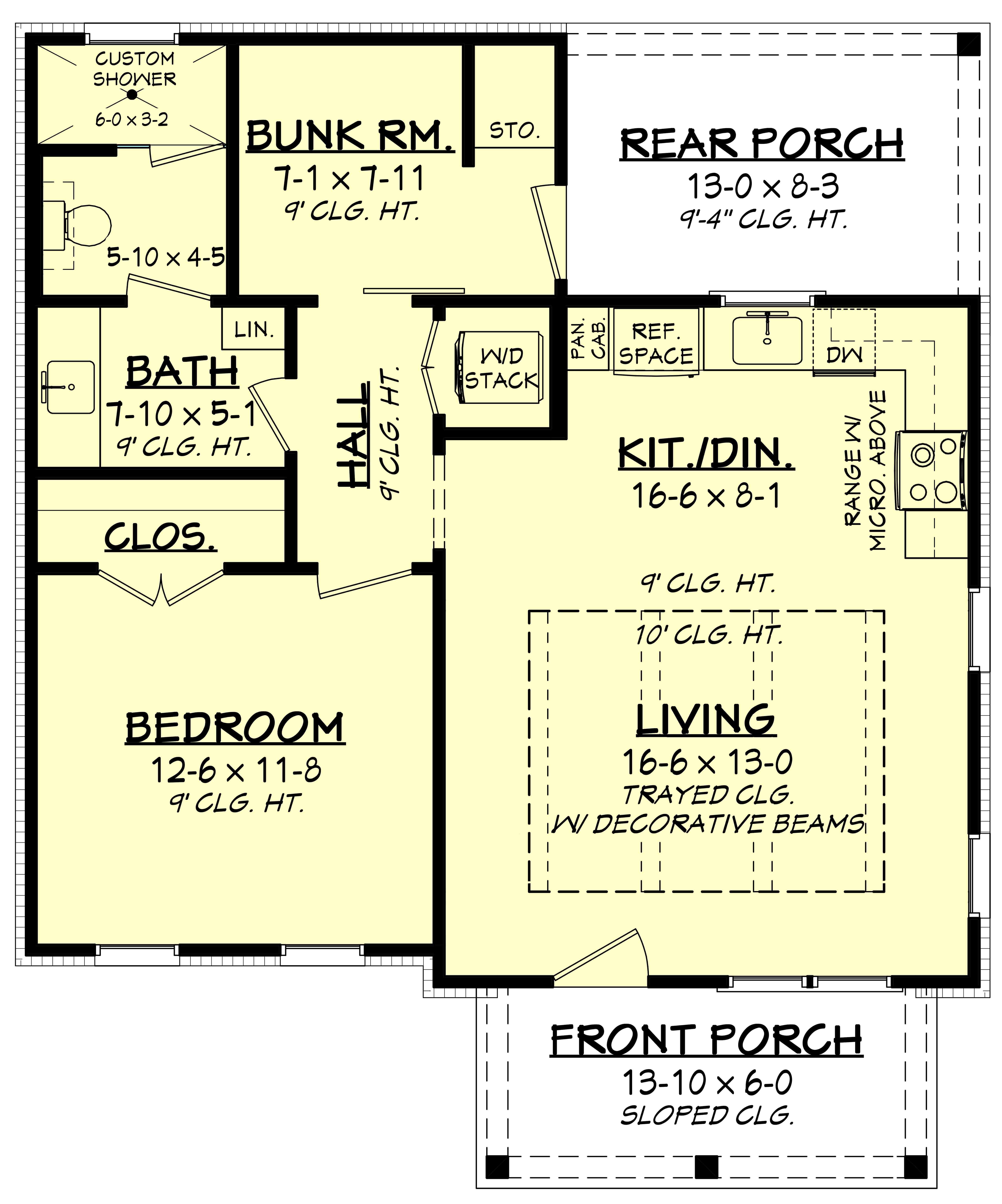 Main Level of Farmhouse Plan #142-1429