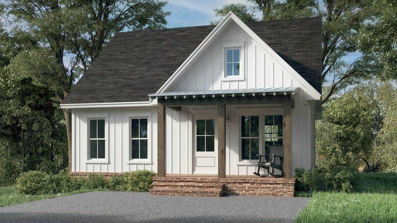 Front elevation of Small Farmhouse home (ThePlanCollection: House Plan #142-1429)