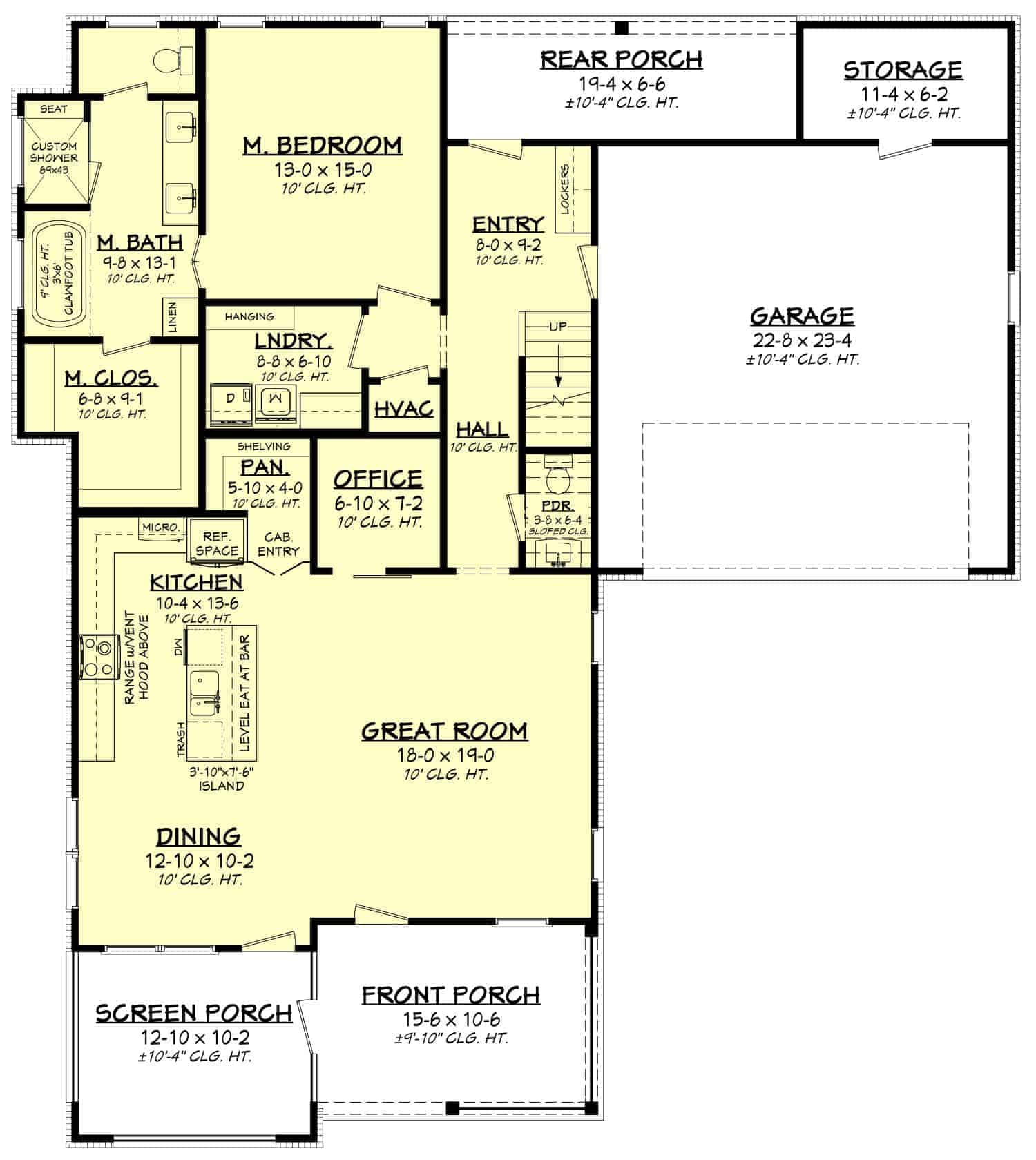 Main Level of Traditional Plan #142-1431