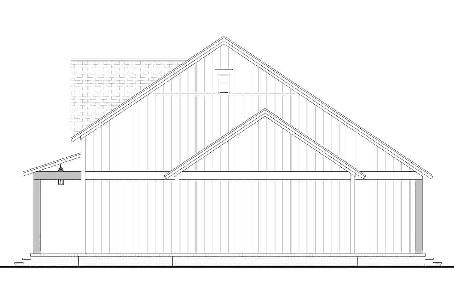 Home Plan Right Elevation of this 2-Bedroom,1263 Sq Ft Plan -142-1432