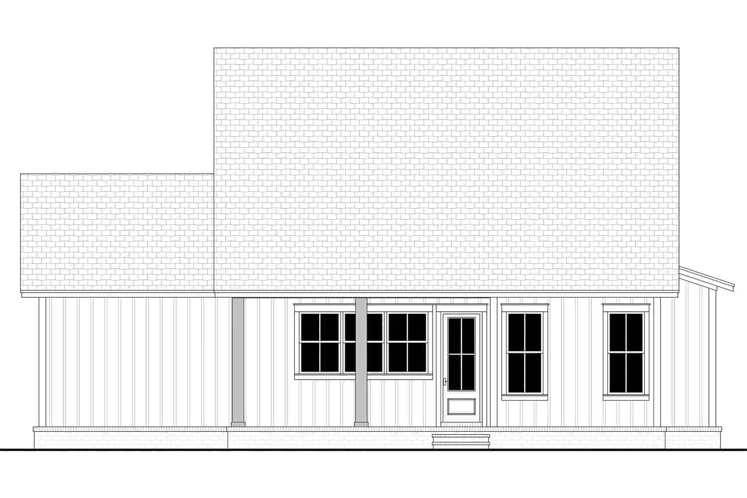 Home Plan Rear Elevation of this 2-Bedroom,1263 Sq Ft Plan -142-1432
