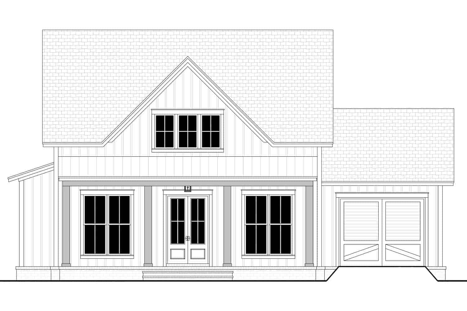 Home Plan Front Elevation of this 2-Bedroom,1263 Sq Ft Plan -142-1432