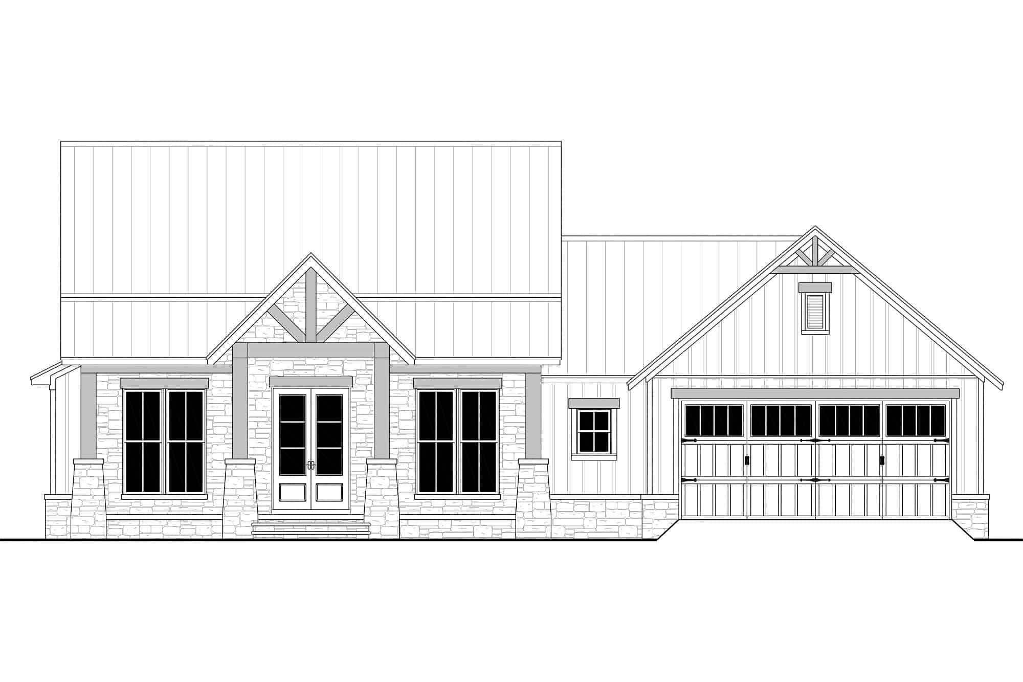 Home Plan Front Elevation of this 3-Bedroom,1698 Sq Ft Plan -142-1434