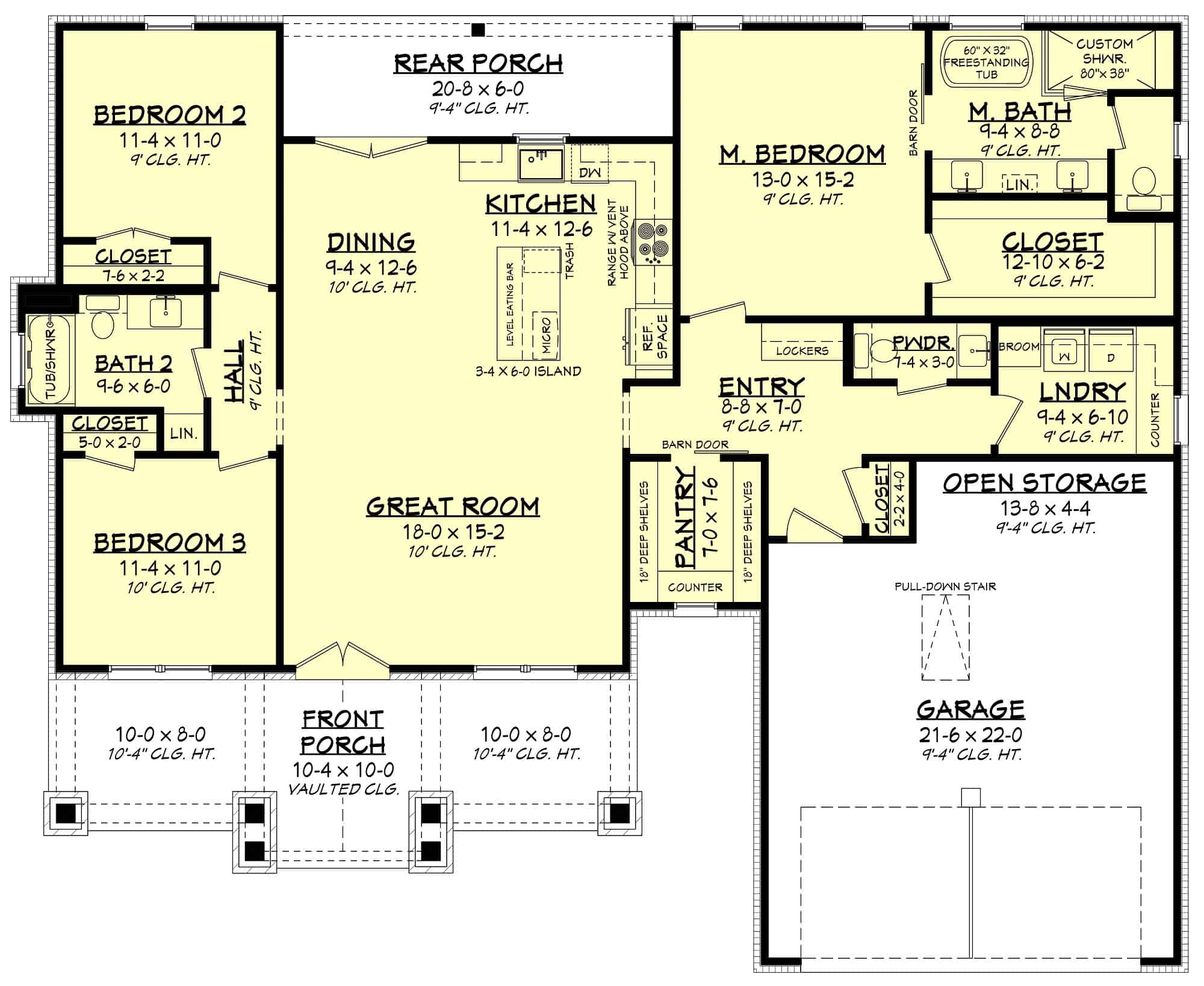 Main Level of Ranch Plan #142-1434