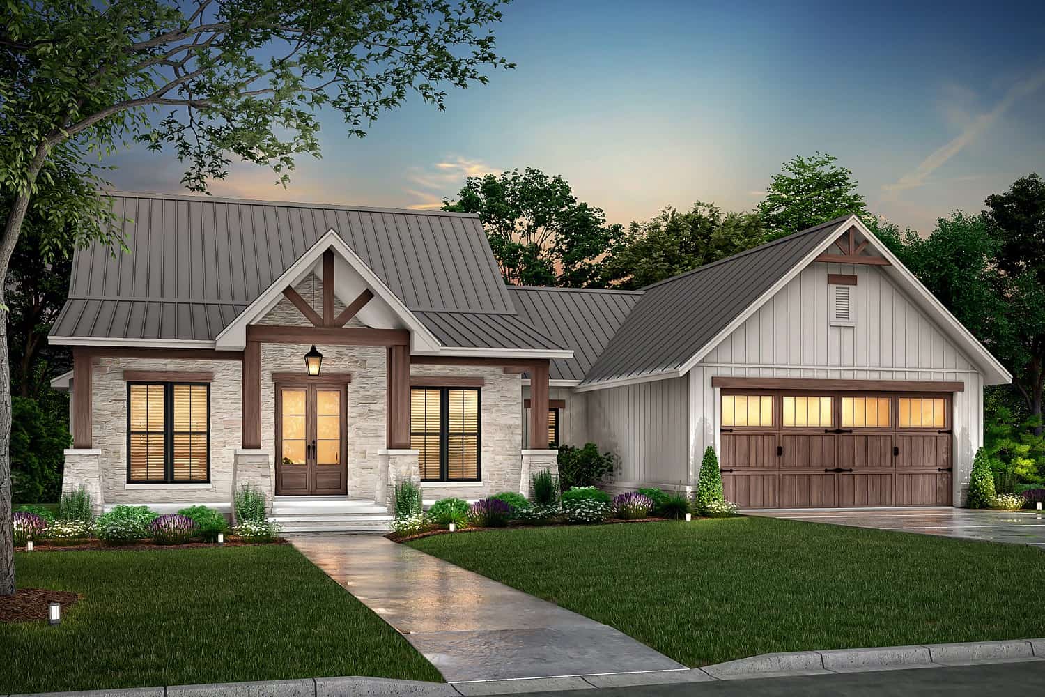 Home at Night of this 3-Bedroom, 1698 Sq Ft Plan - 142-1434