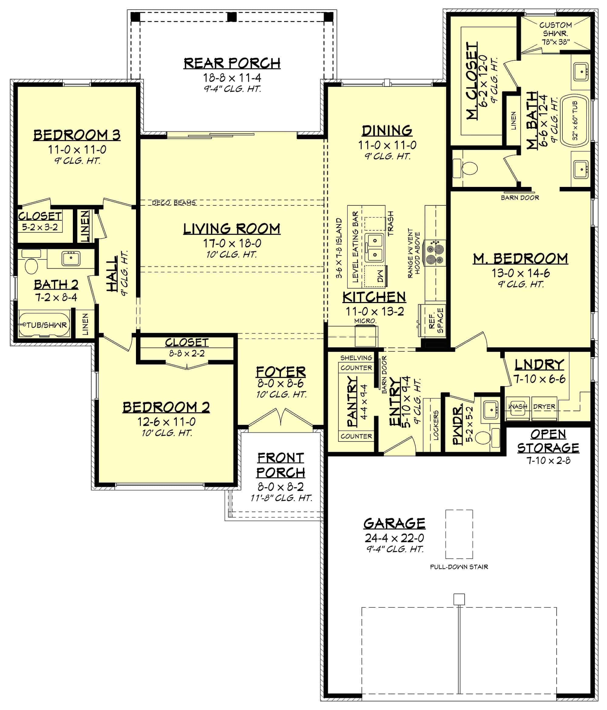 Main Level of Ranch Plan #142-1435