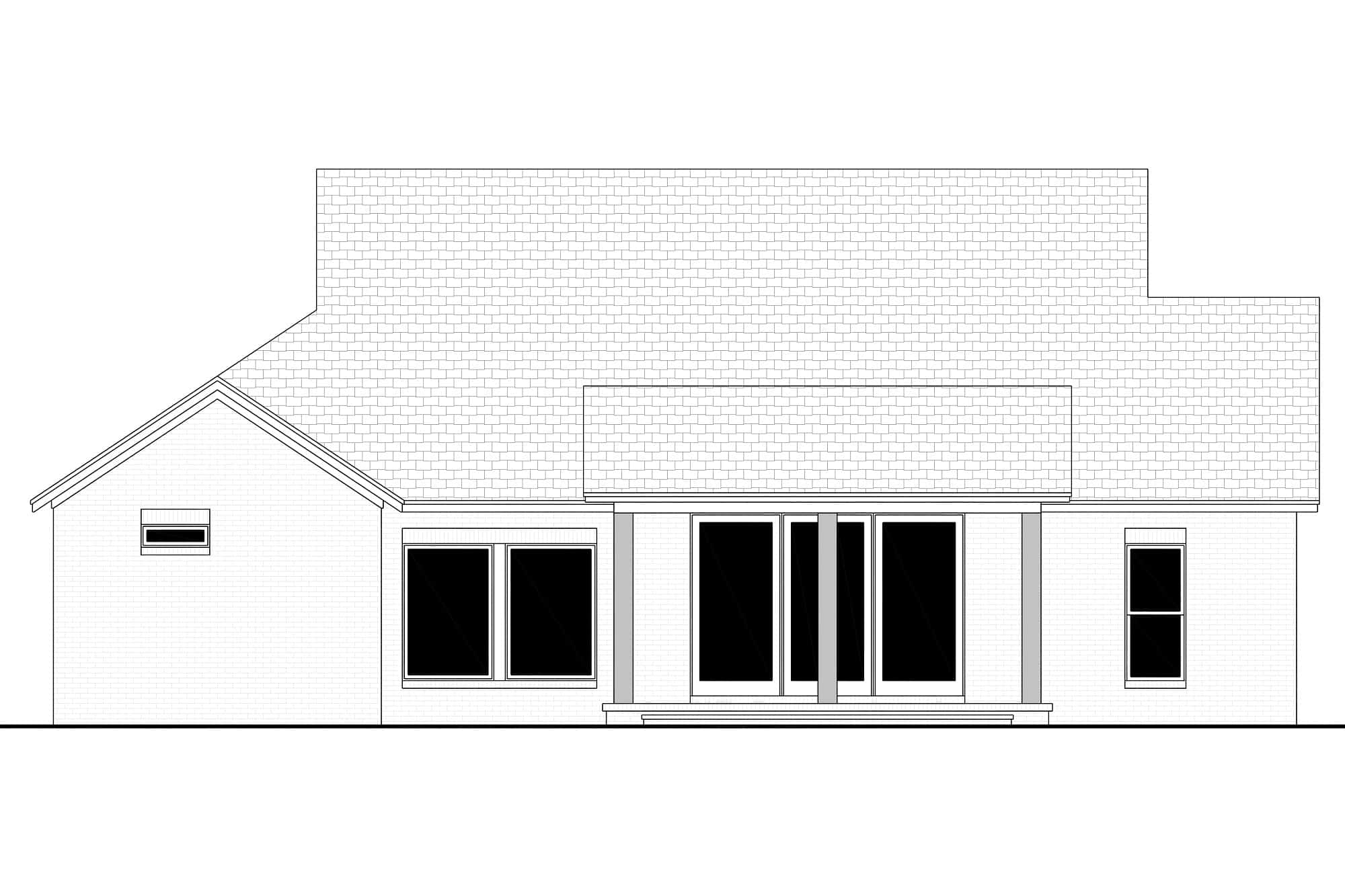 Home Plan Rear Elevation of this 3-Bedroom,1775 Sq Ft Plan -142-1435
