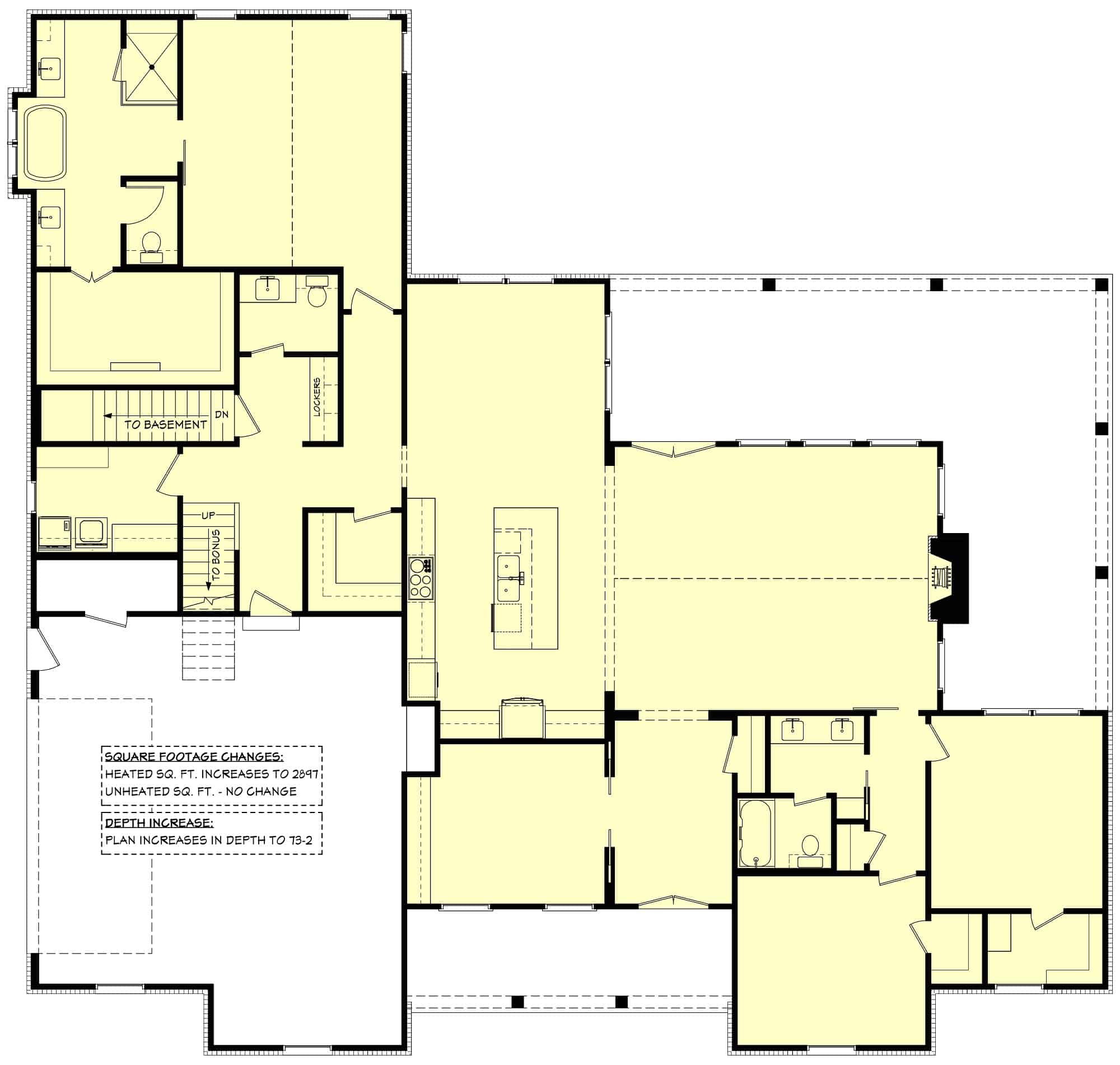 Main Level of Contemporary Plan #142-1436