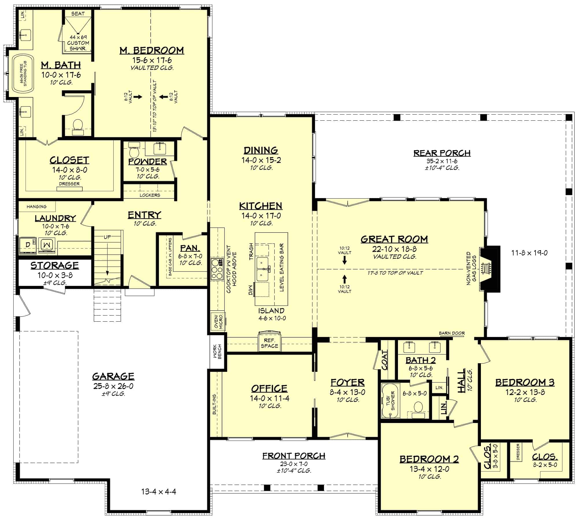 Main Level of Contemporary Plan #142-1436
