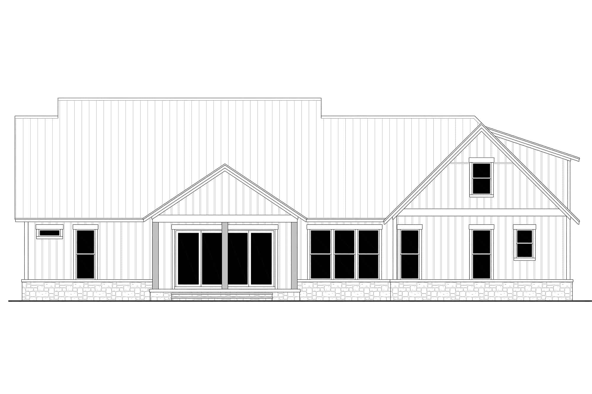 Home Plan Rear Elevation of this 4-Bedroom,2961 Sq Ft Plan -142-1437