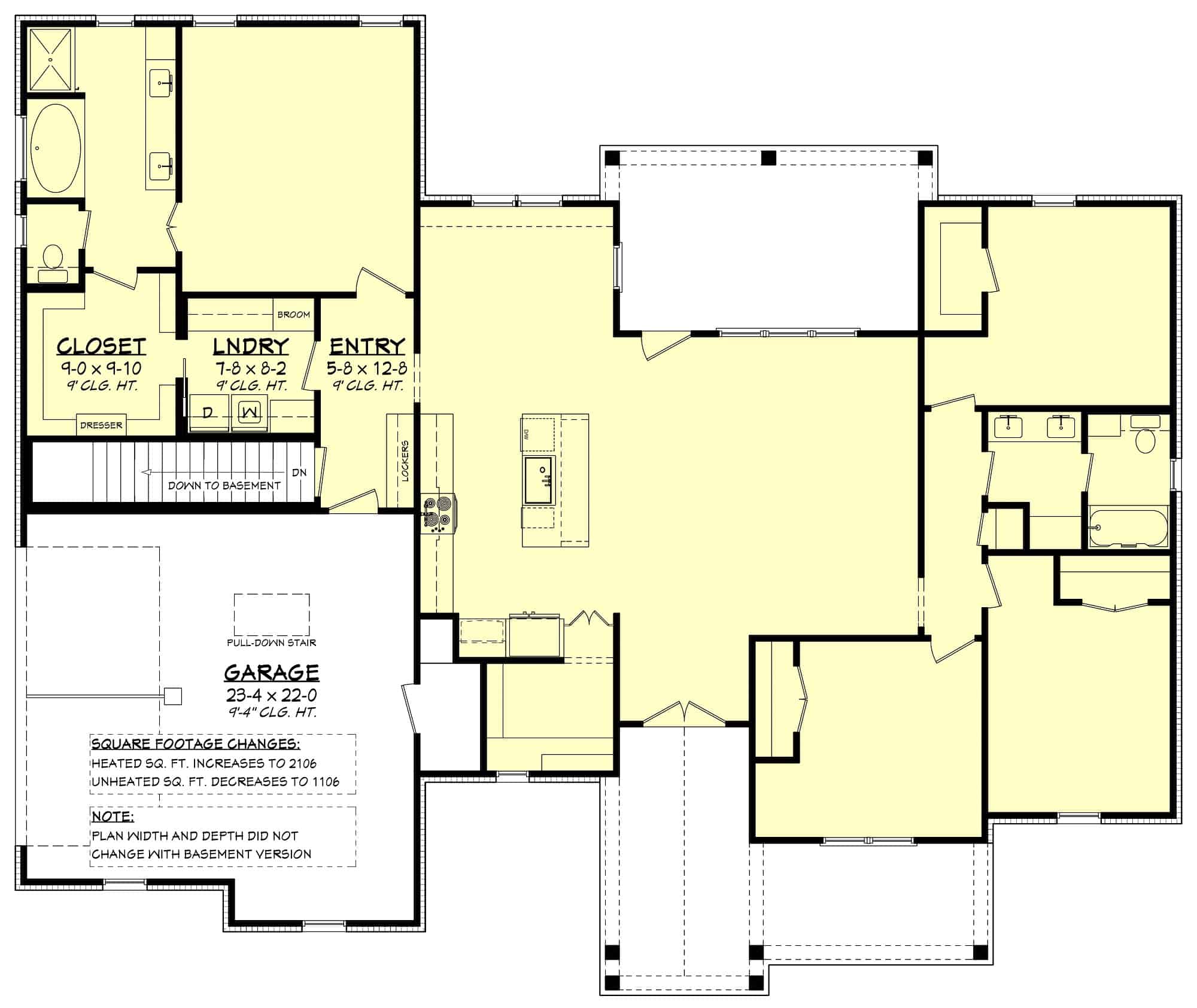 Main Level of Contemporary Plan #142-1438