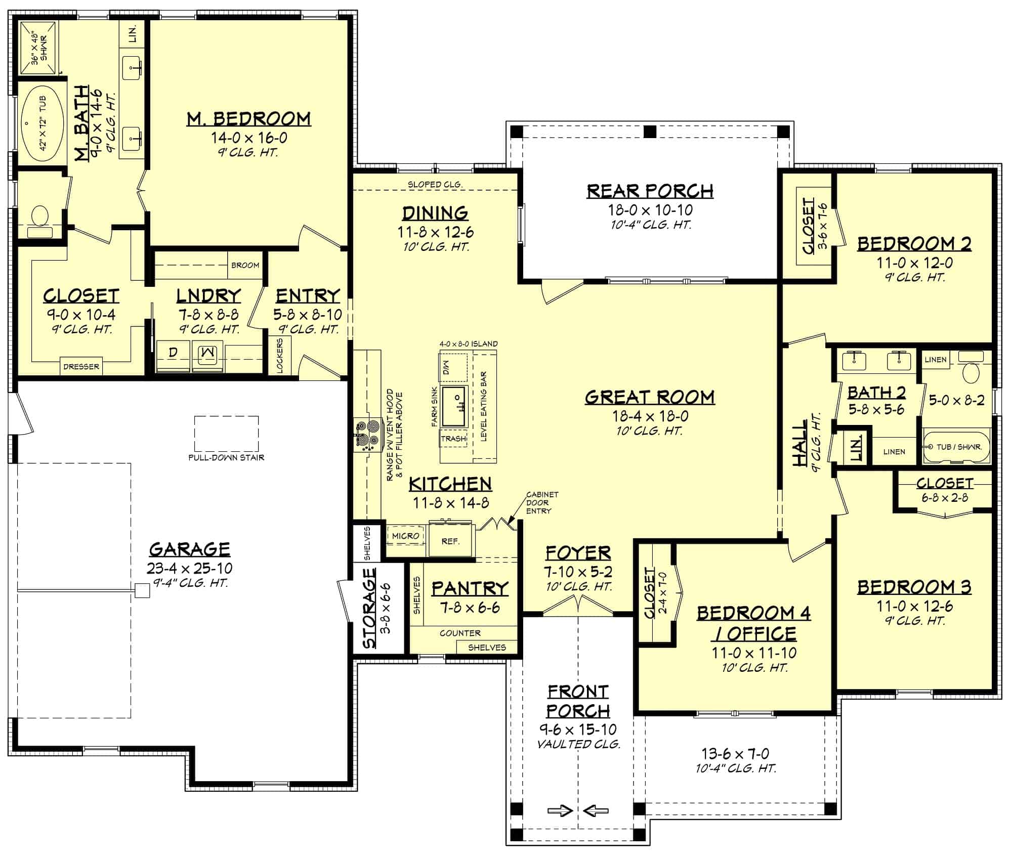 Main Level of Contemporary Plan #142-1438