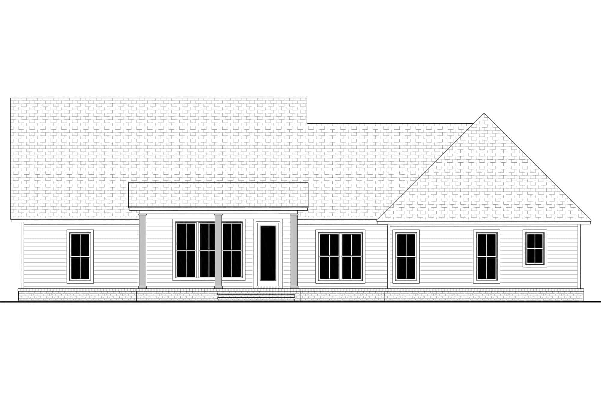 Home Plan Rear Elevation of this 4-Bedroom,2092 Sq Ft Plan -142-1438