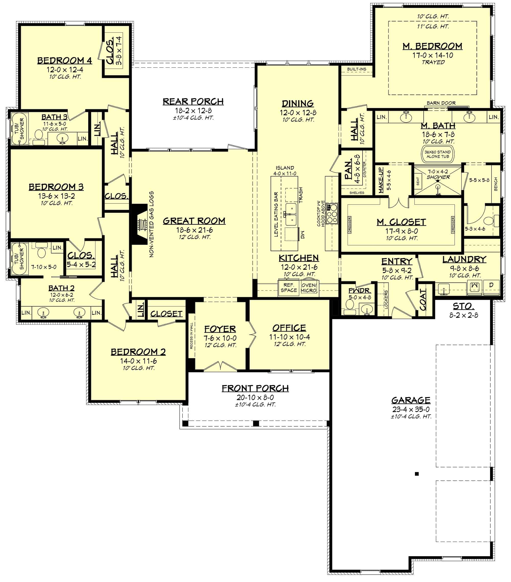 Main Level of Contemporary Plan #142-1439