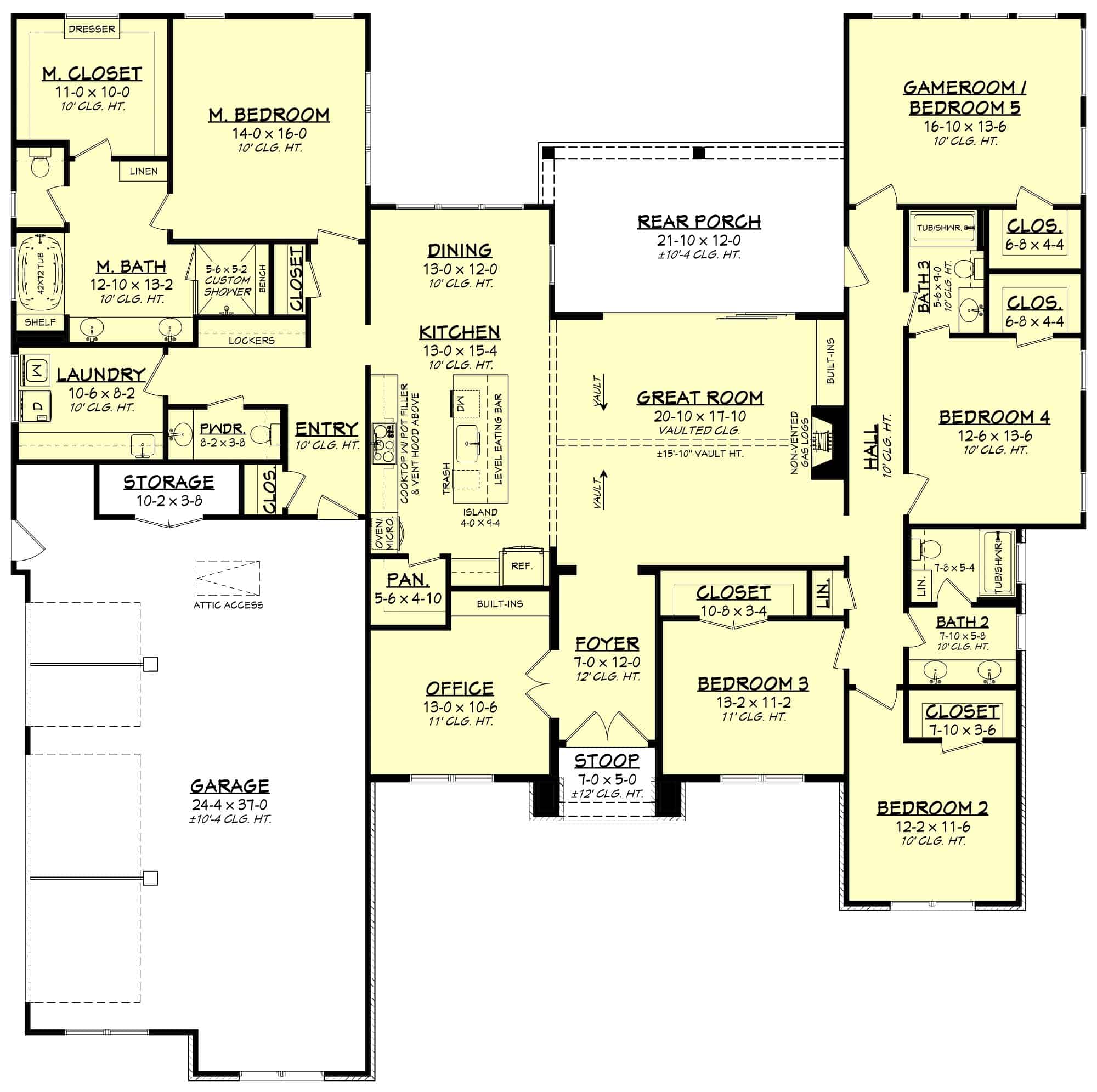 Main Level of Contemporary Plan #142-1440