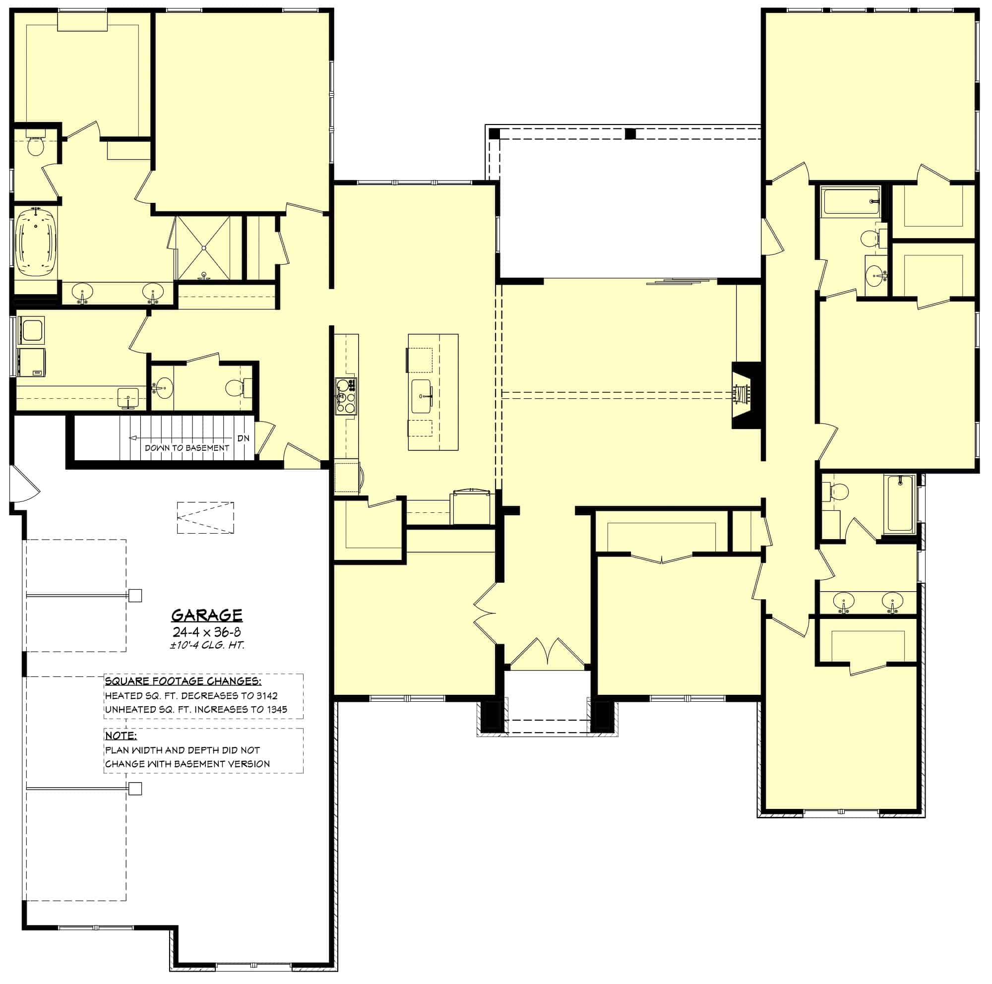 Main Level of Contemporary Plan #142-1440