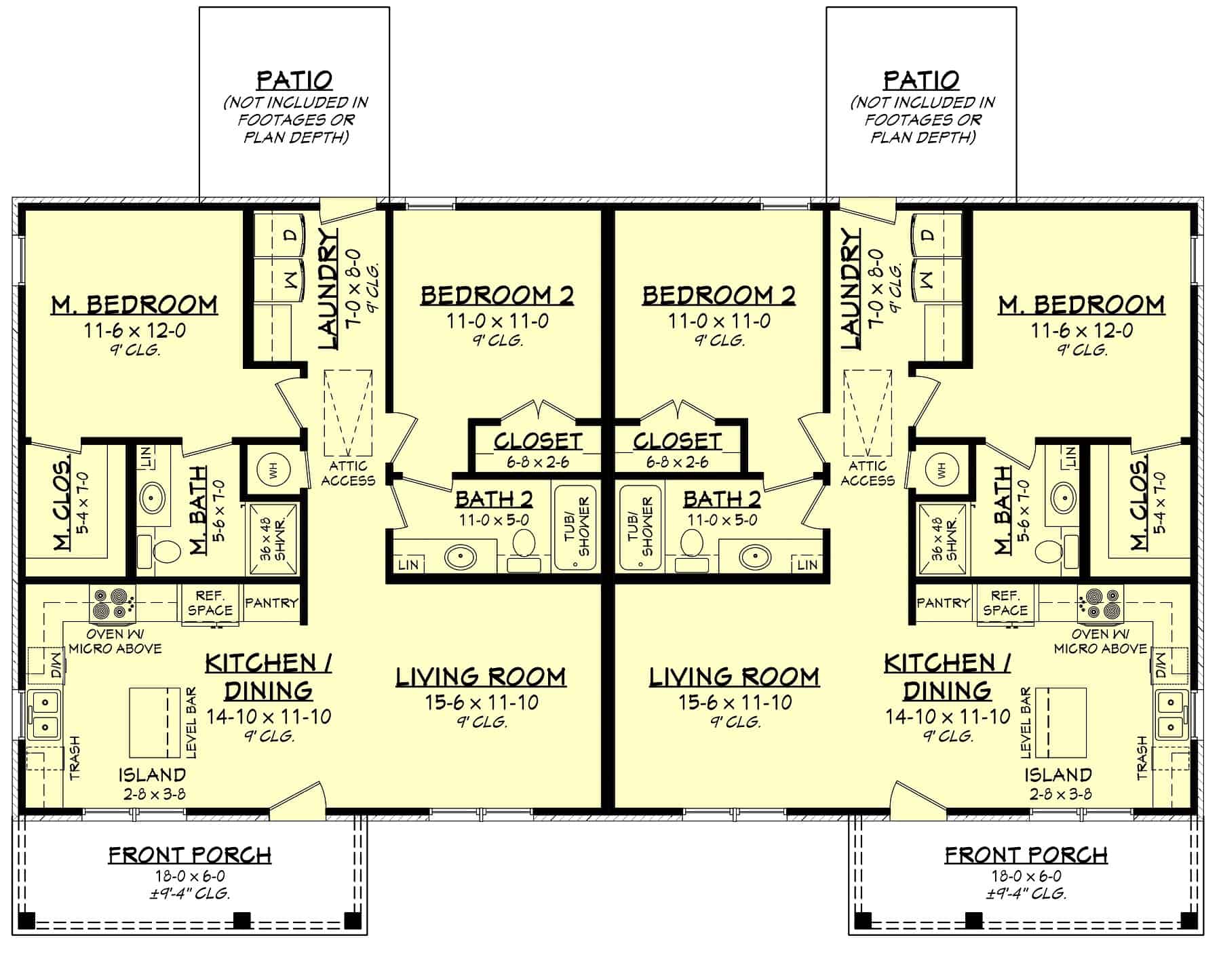 Main Level of Contemporary Plan #142-1442
