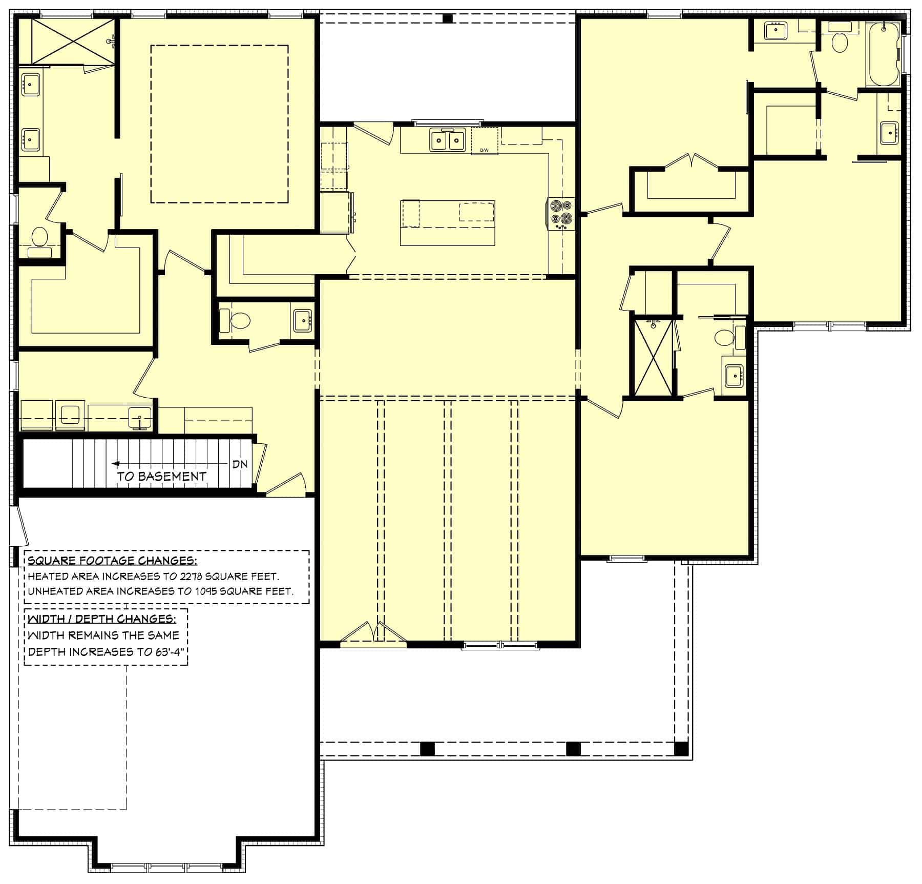Main Level of Contemporary Plan #142-1443