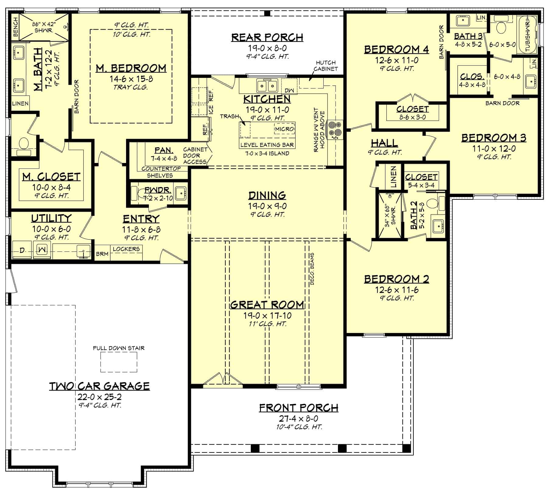 Main Level of Contemporary Plan #142-1443