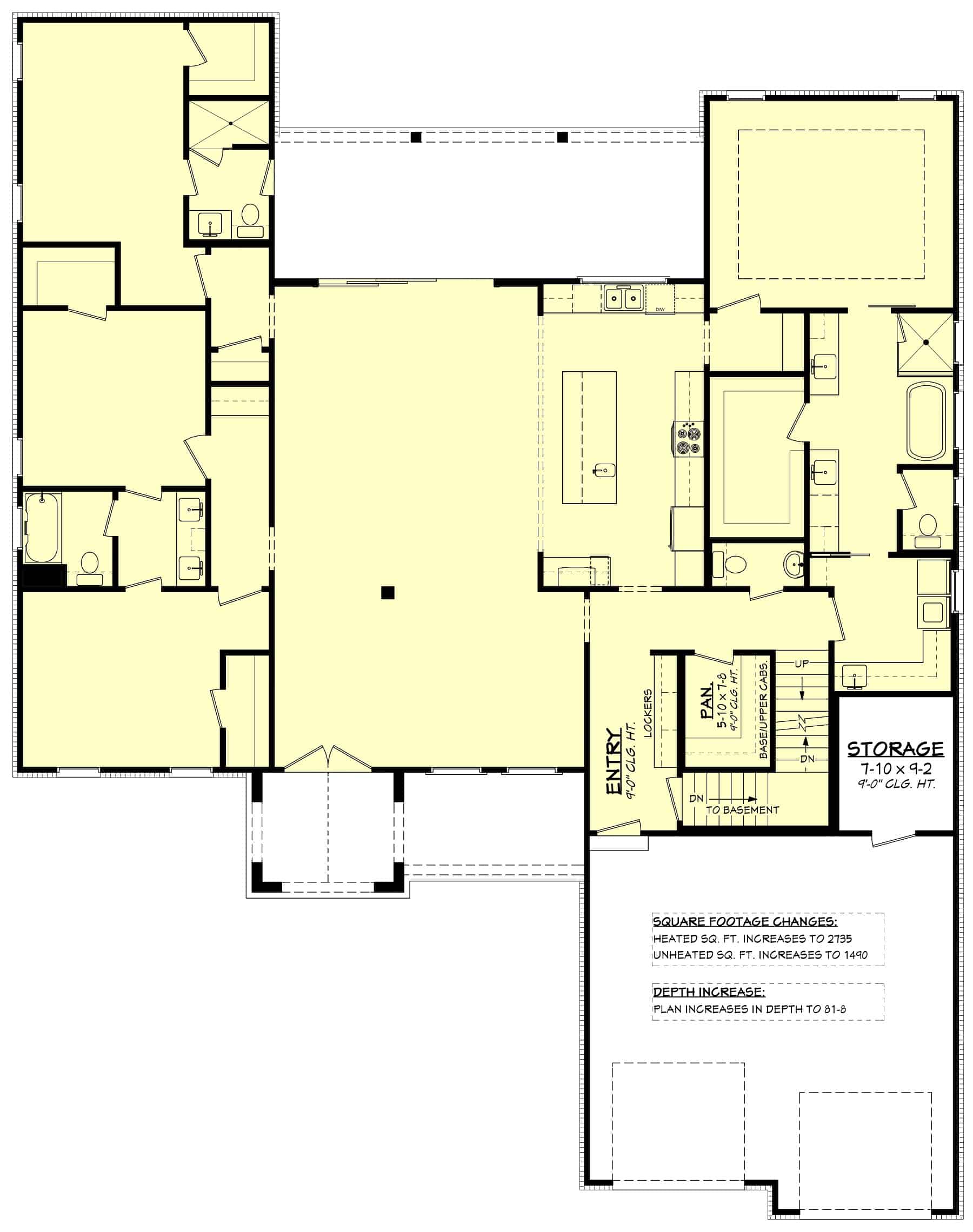 Main Level of Contemporary Plan #142-1444