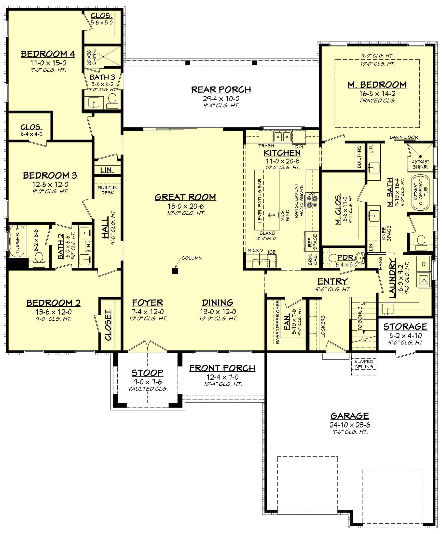 Main Level of Contemporary Plan #142-1444