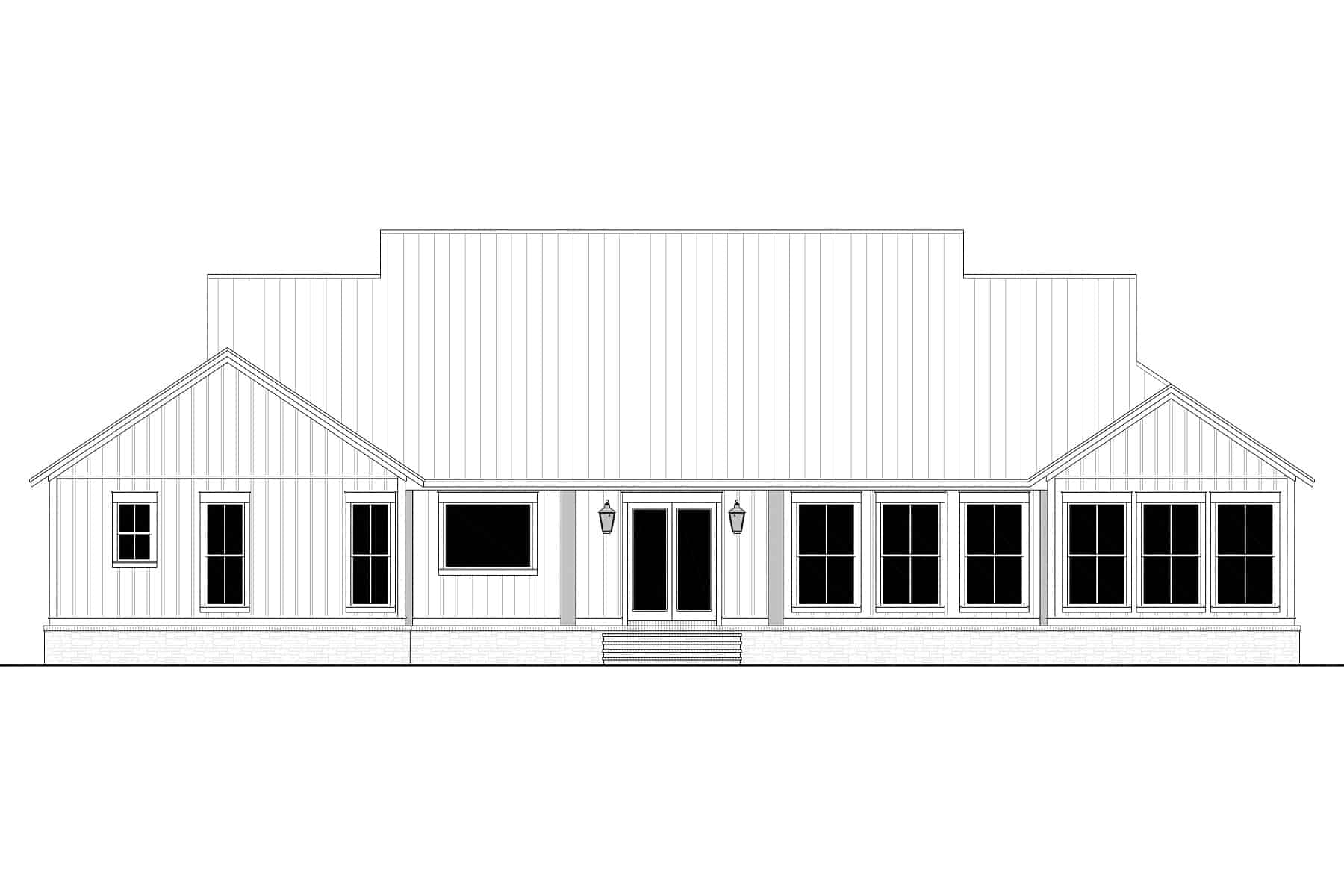 Home Plan Rear Elevation of this 4-Bedroom,2977 Sq Ft Plan -142-1445