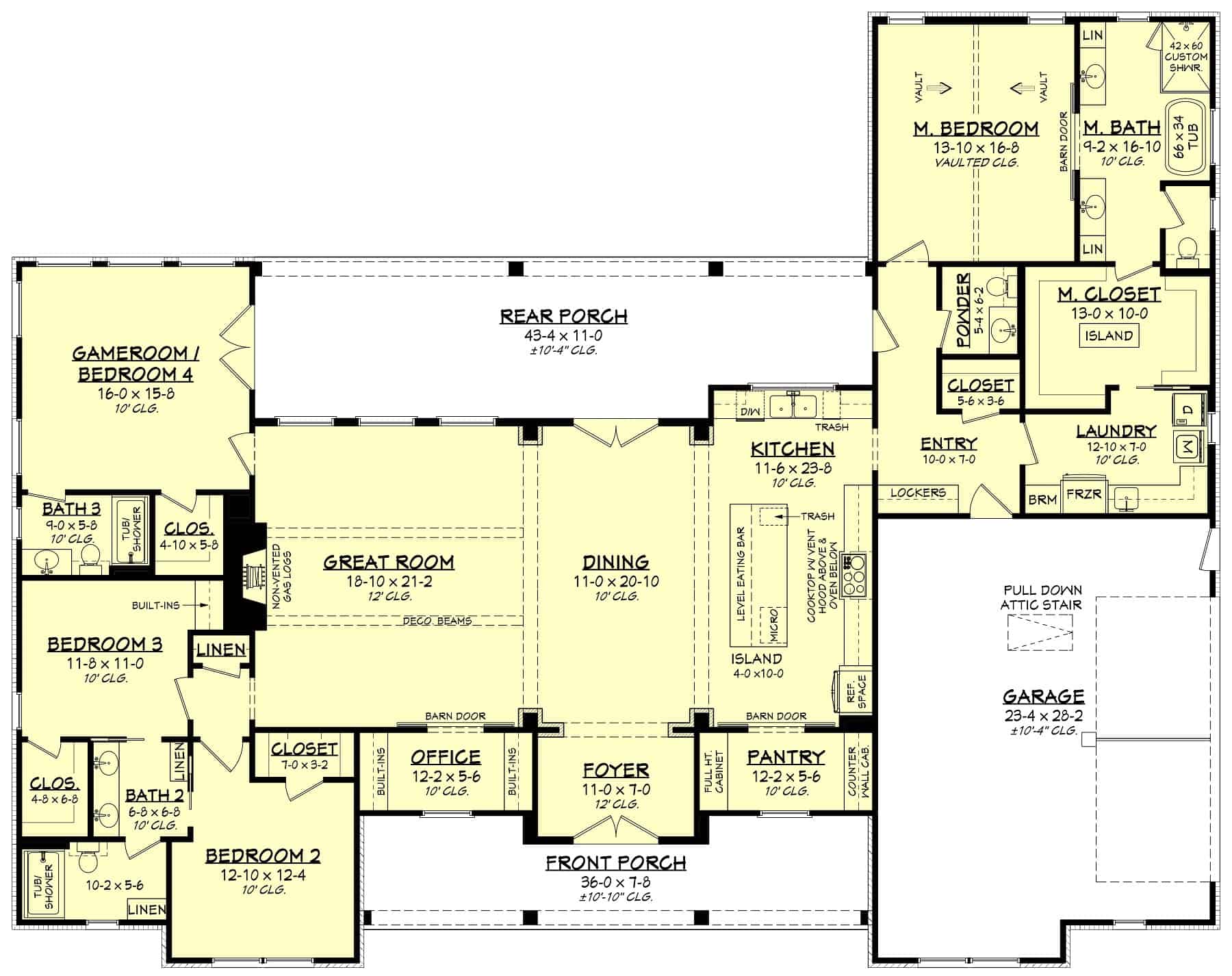 Main Level of Contemporary Plan #142-1445
