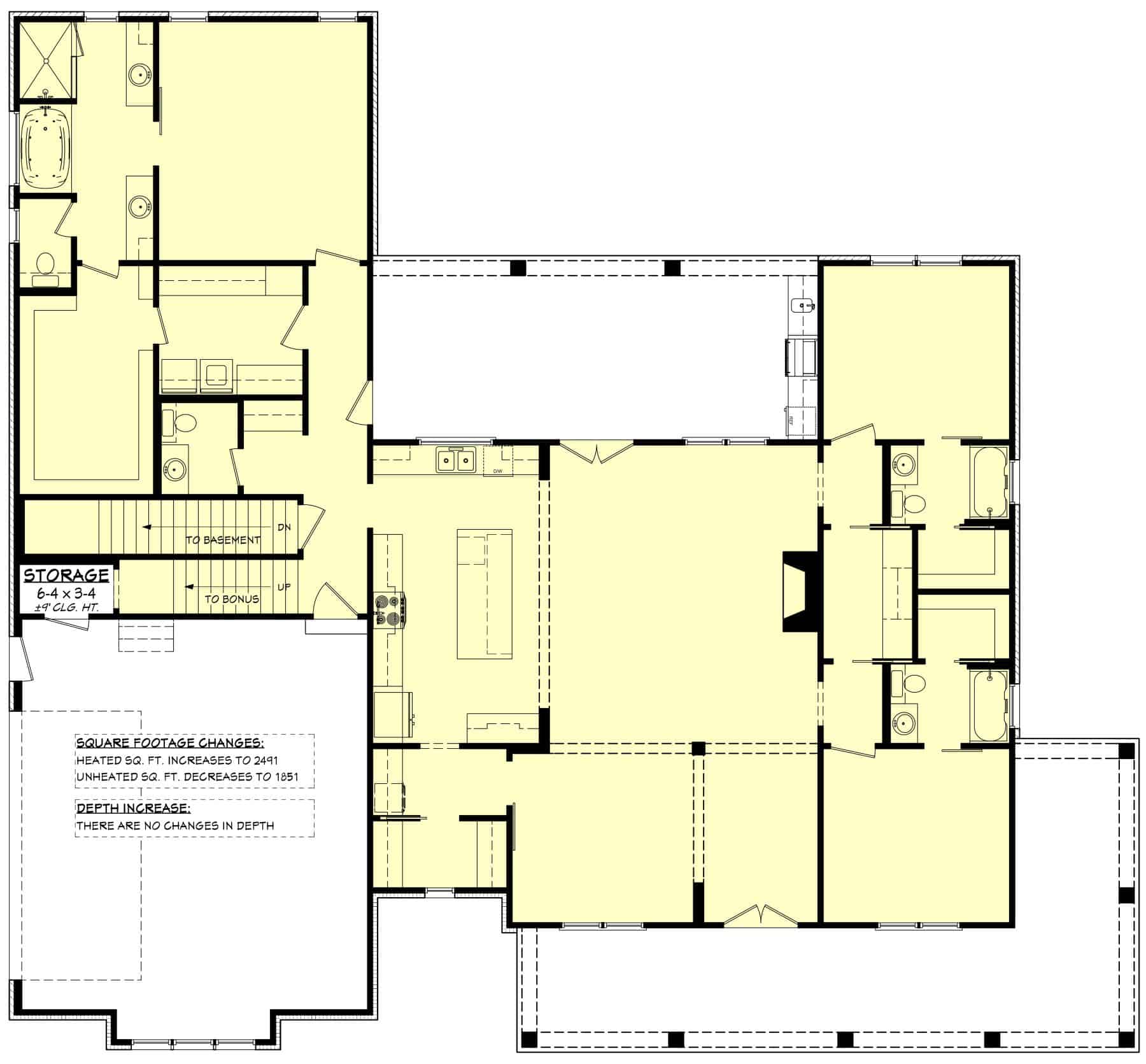 Main Level of Farmhouse Plan #142-1447
