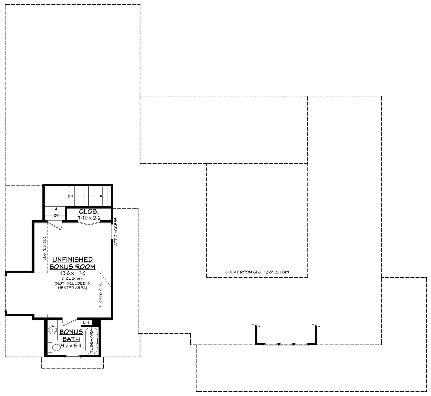 Bonus Room of Farmhouse Plan #142-1447