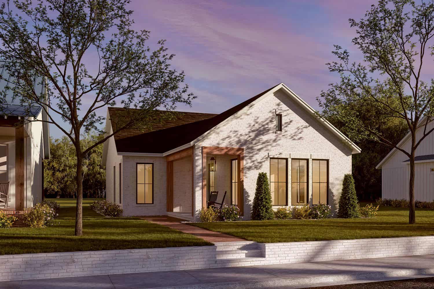 Front elevation of Transitional home (ThePlanCollection: House Plan #142-1450)