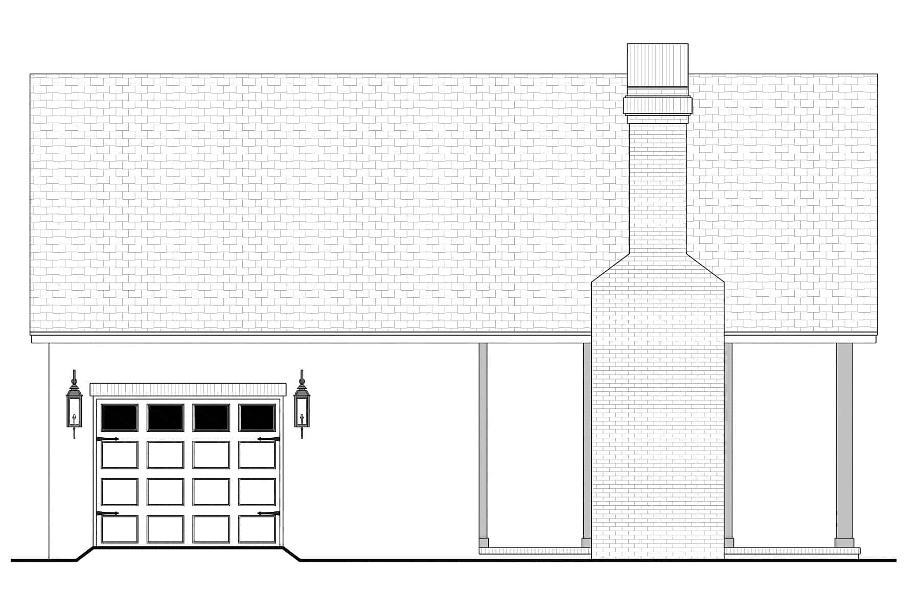 Home Plan Left Elevation of this 0-Bedroom,566 Sq Ft Plan -142-1451