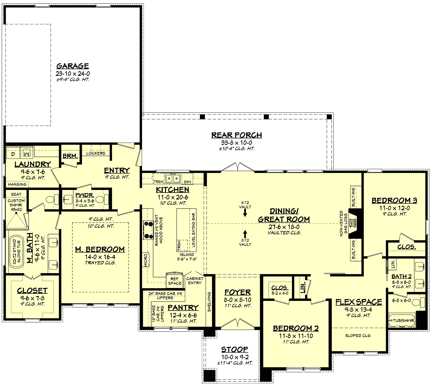 Main Level of Modern Farmhouse Plan #142-1452