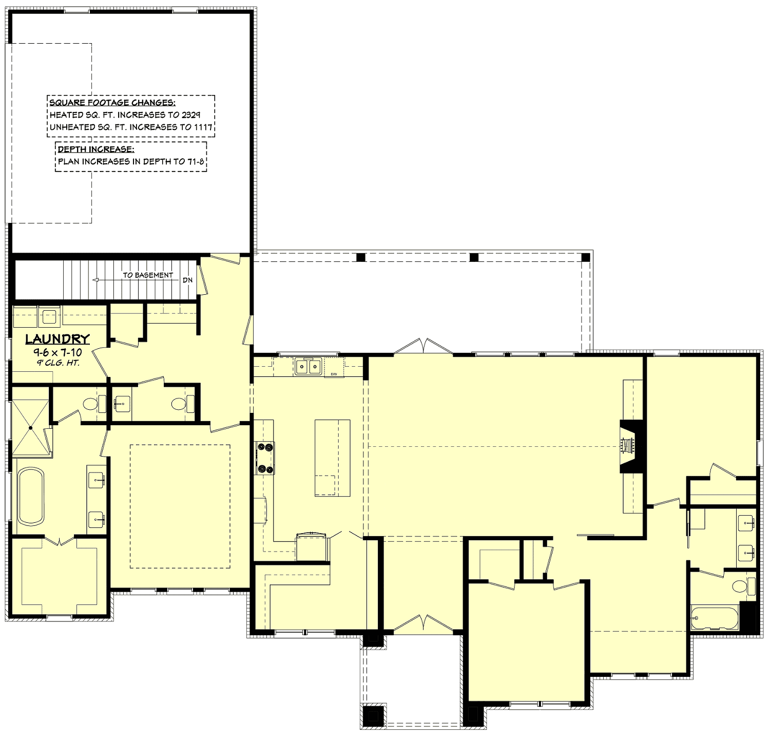 Main Level of Modern Farmhouse Plan #142-1452