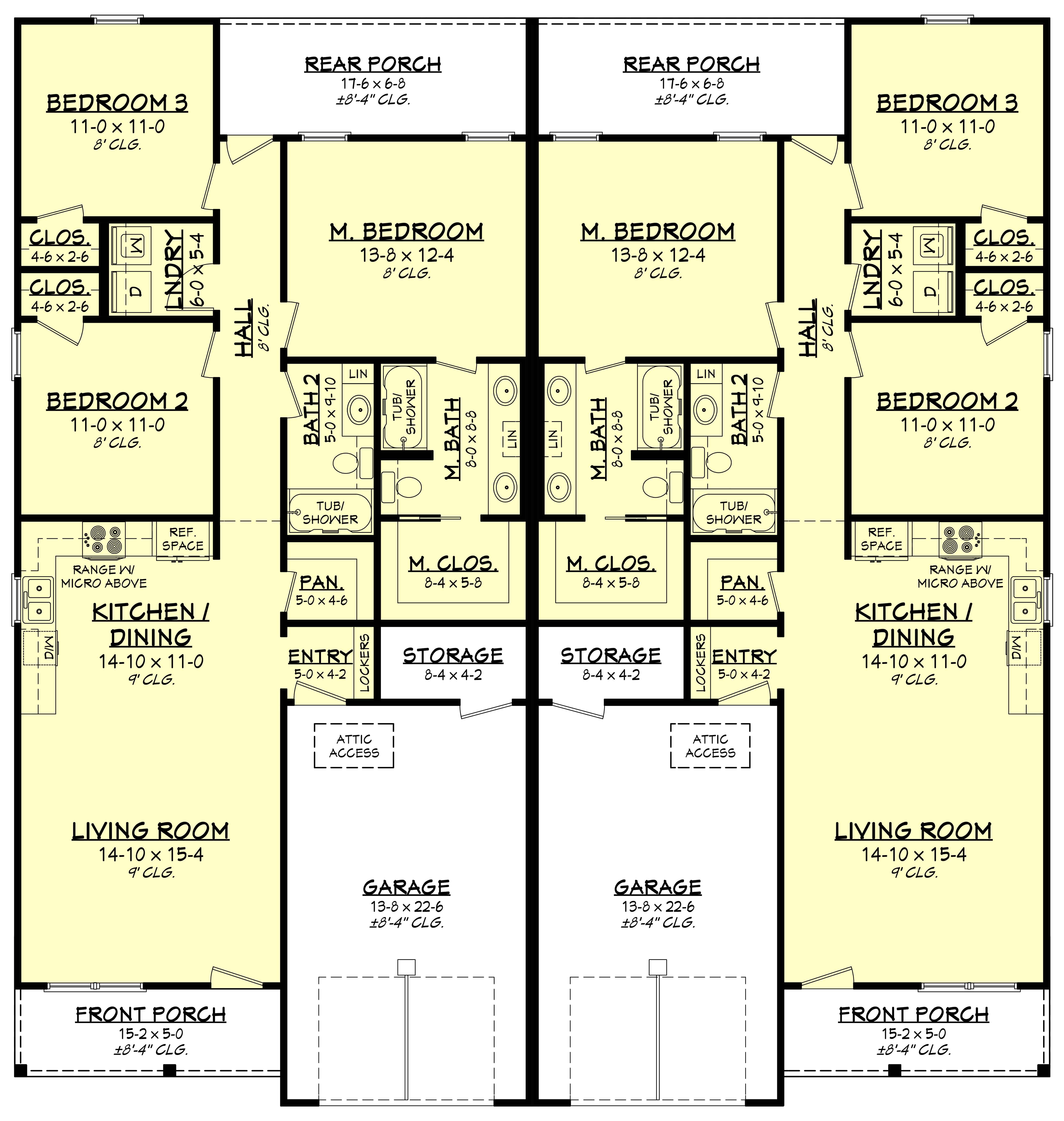 Main Level of Duplex/Multi-Unit Plan #142-1453