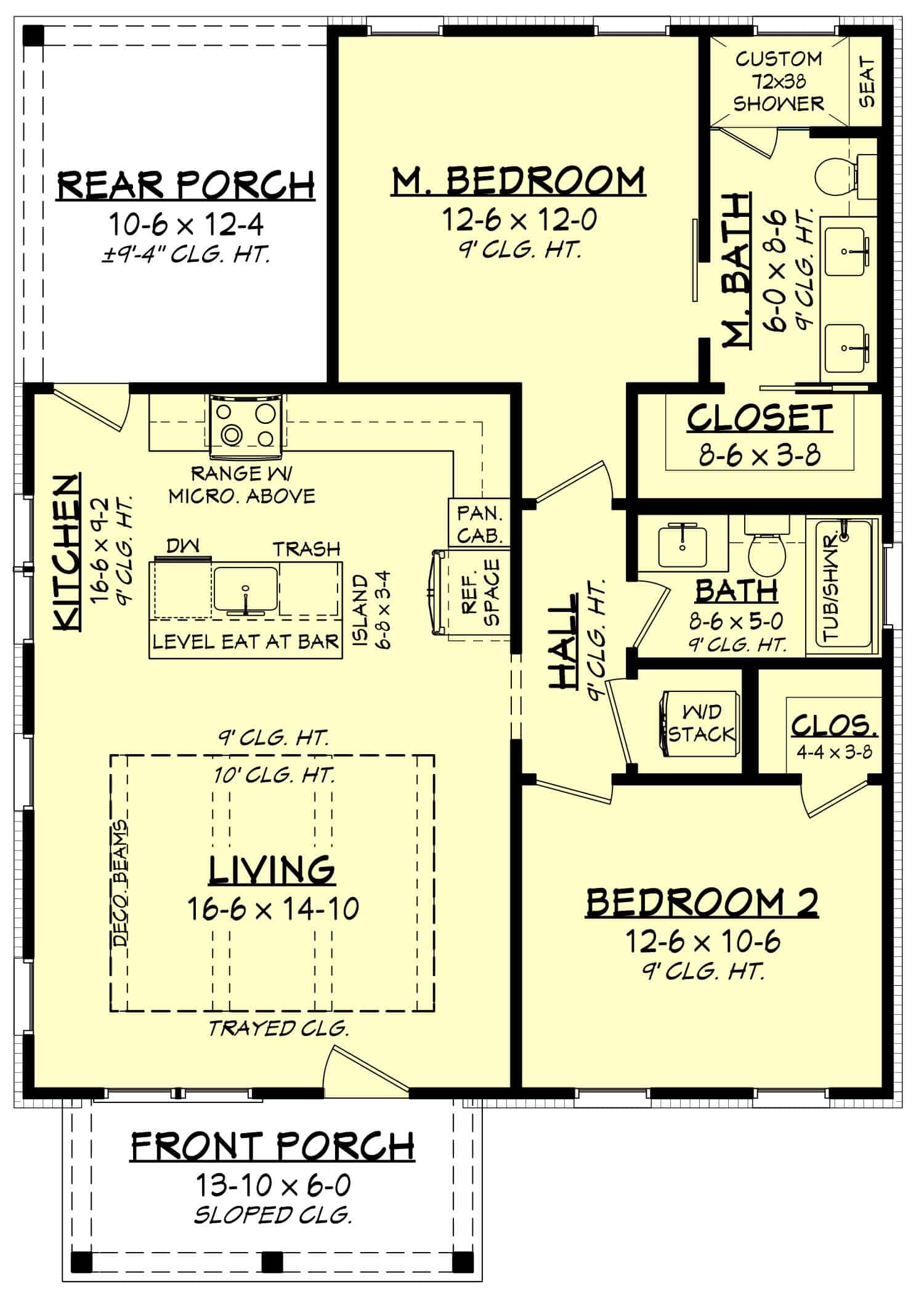 Main Level of Farmhouse Plan #142-1455