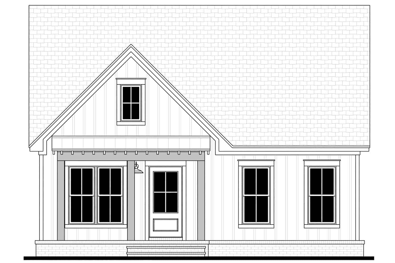 Home Plan Front Elevation of this 2-Bedroom,981 Sq Ft Plan -142-1455