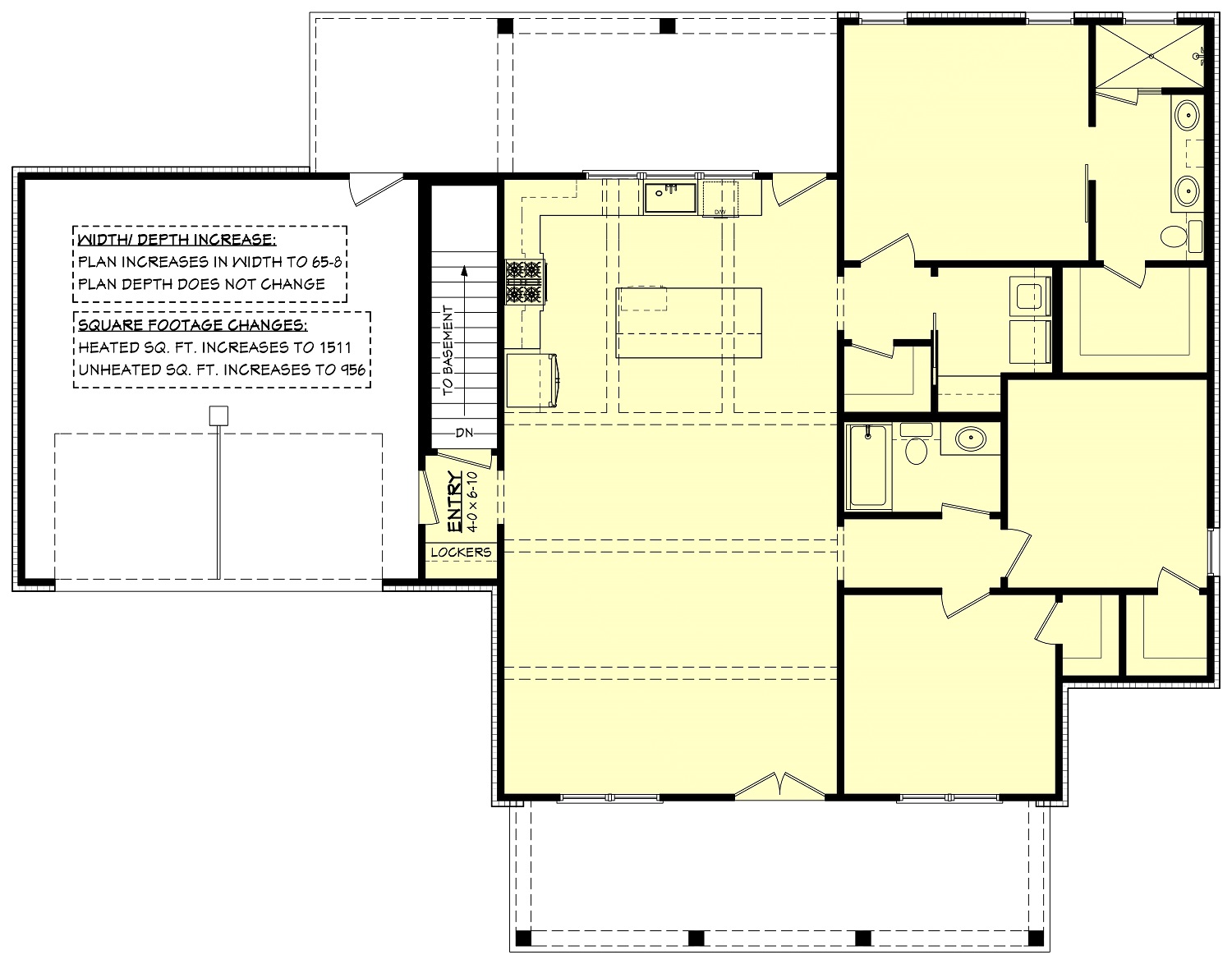 Main Level of Modern Farmhouse Plan #142-1456