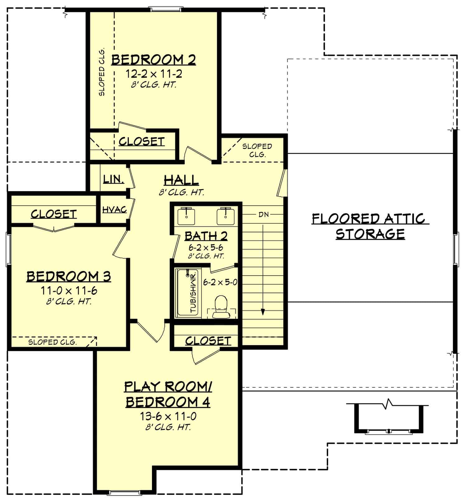 Upper Level of Farmhouse Plan #142-1457