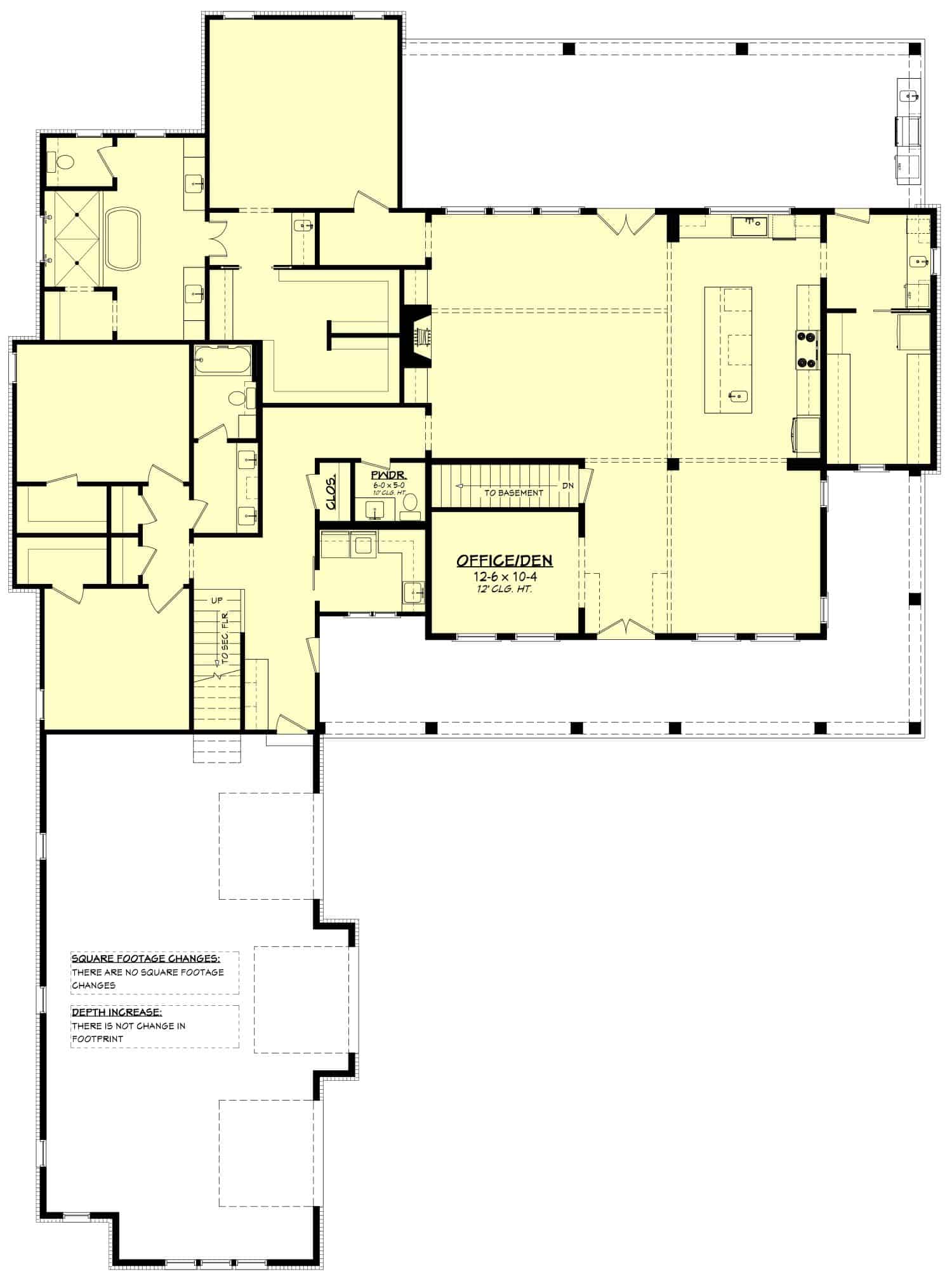 Main Level of Farmhouse Plan #142-1458