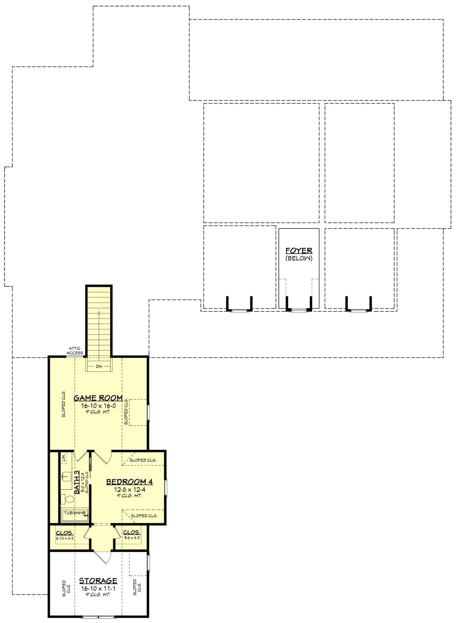 Upper Level of Farmhouse Plan #142-1458