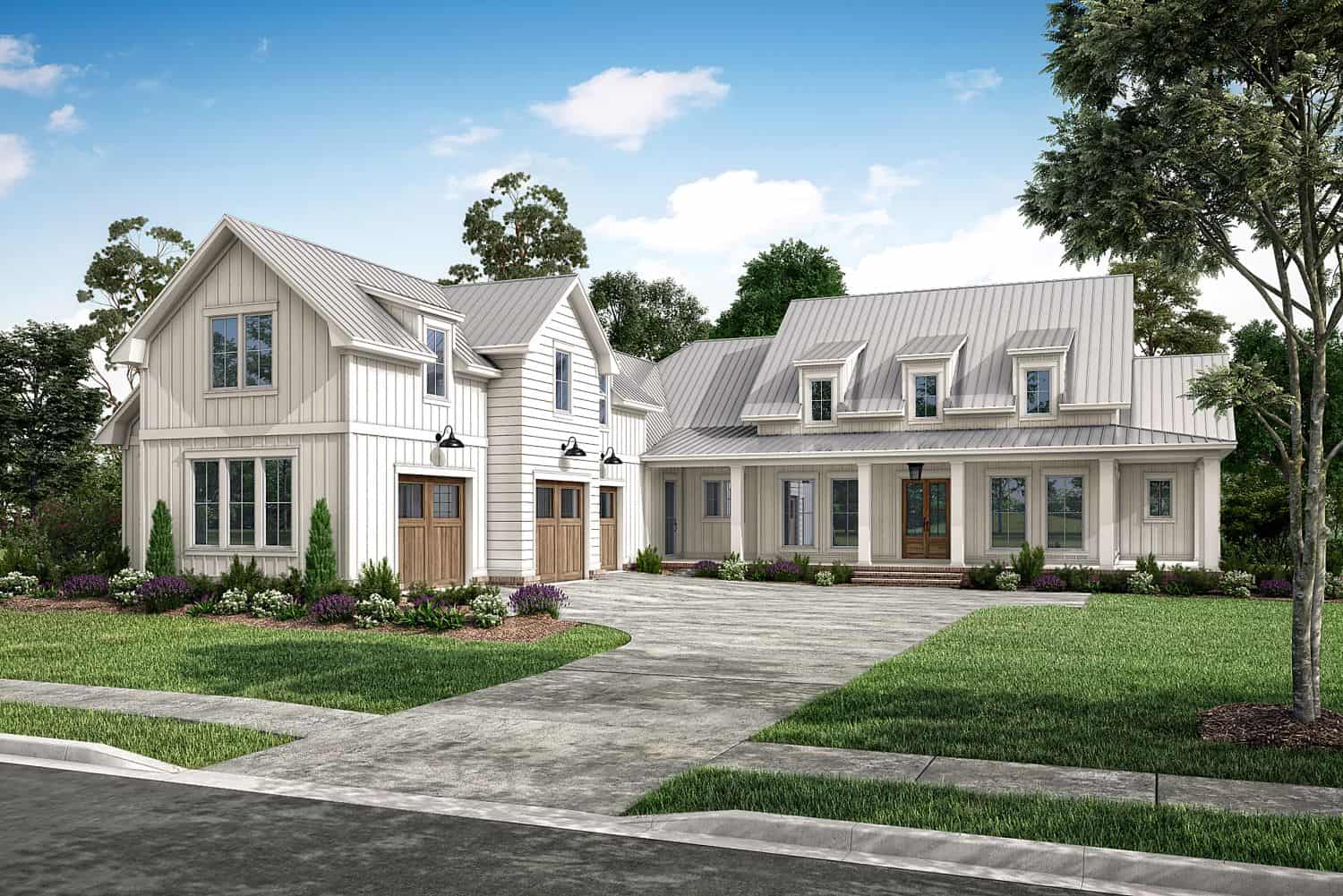 Front elevation of Farmhouse home (ThePlanCollection: House Plan #142-1458)