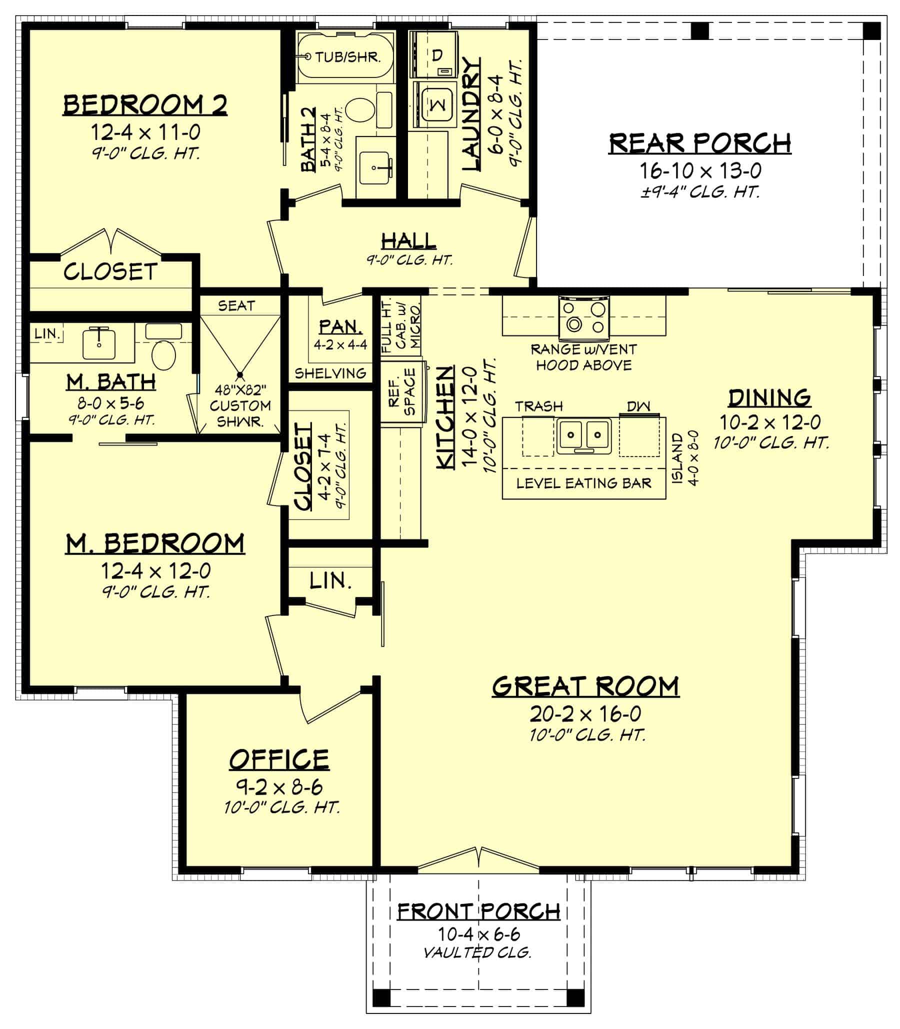 Main Level of Craftsman Plan #142-1459