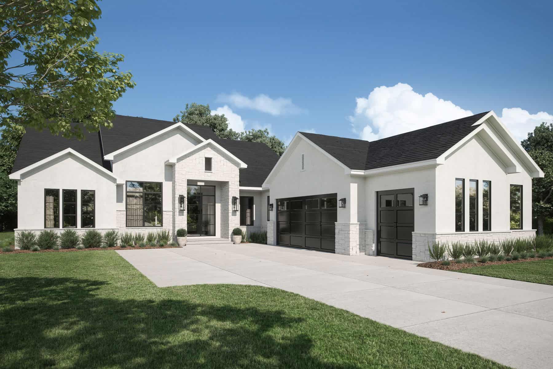 Front elevation of Transitional home (ThePlanCollection: House Plan #142-1460)