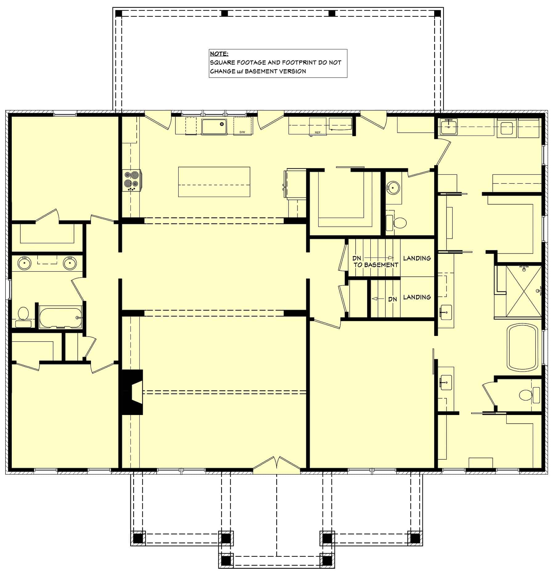 Main Level of Farmhouse Plan #142-1461