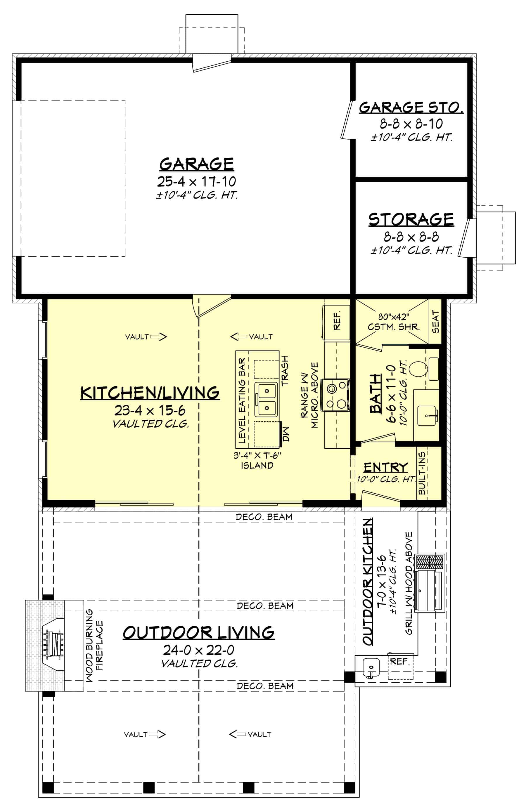 Main Level of Garage Plan #142-1462