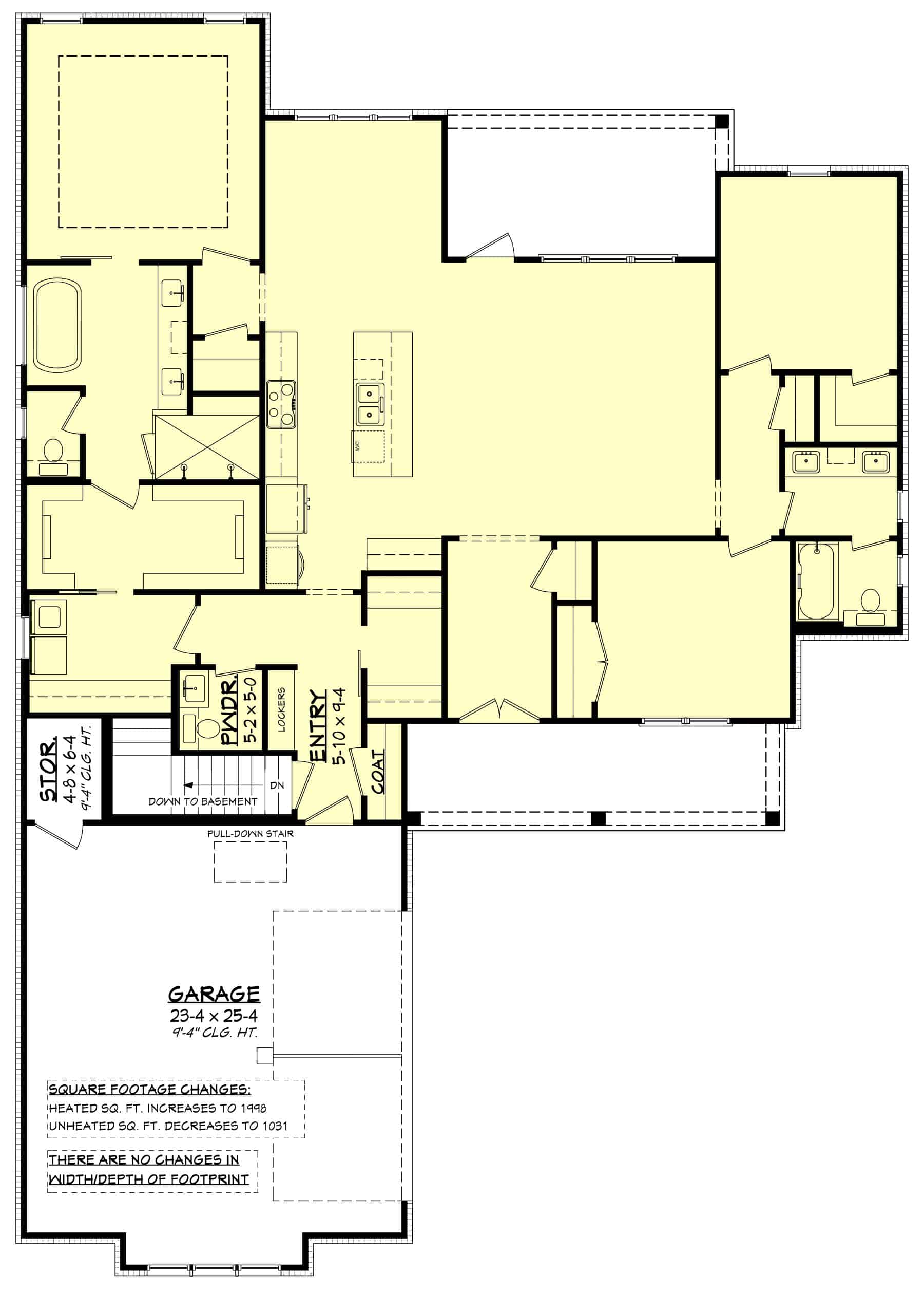 Main Level of Farmhouse Plan #142-1464