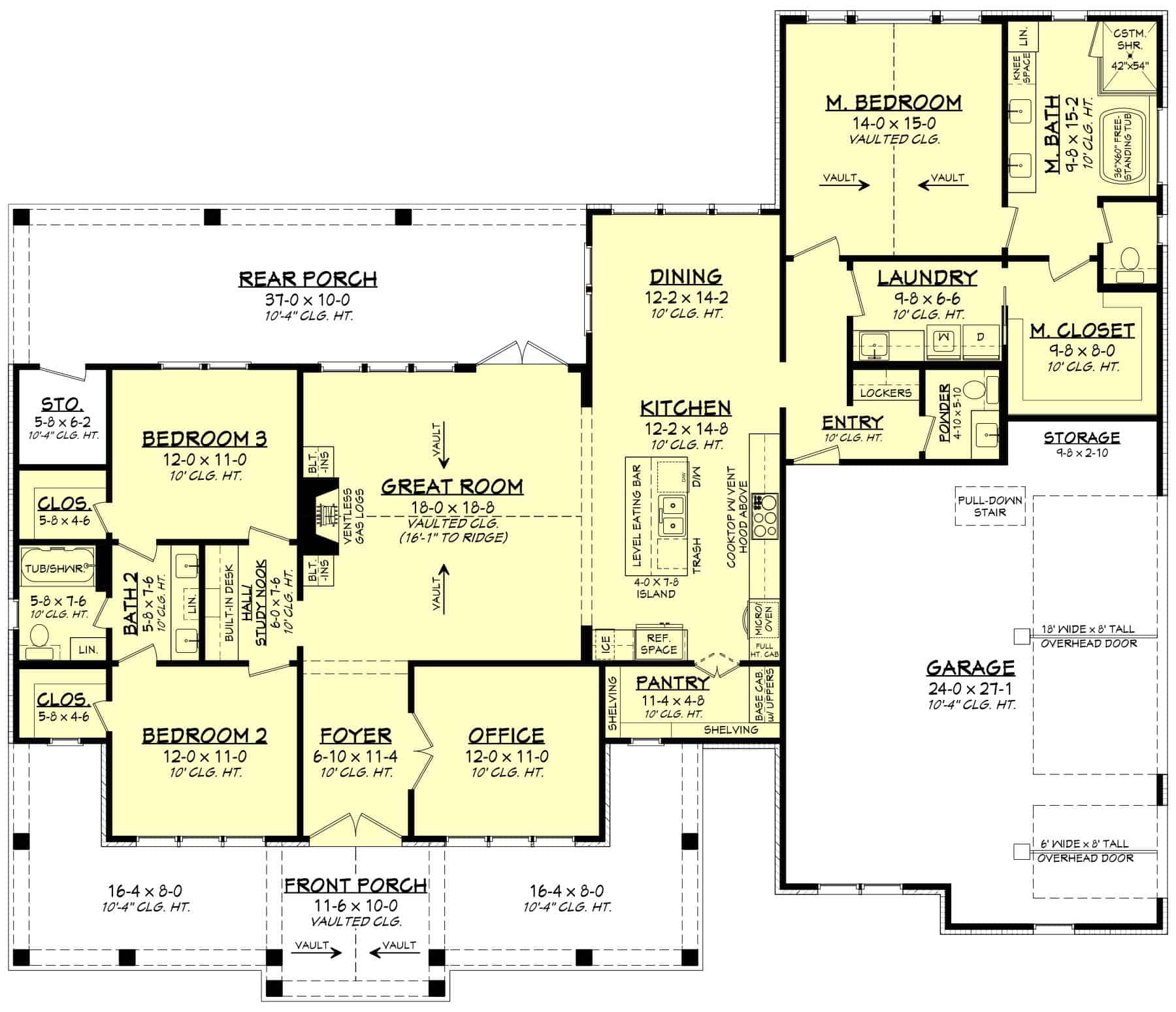 Main Level of Modern Farmhouse Plan #142-1465